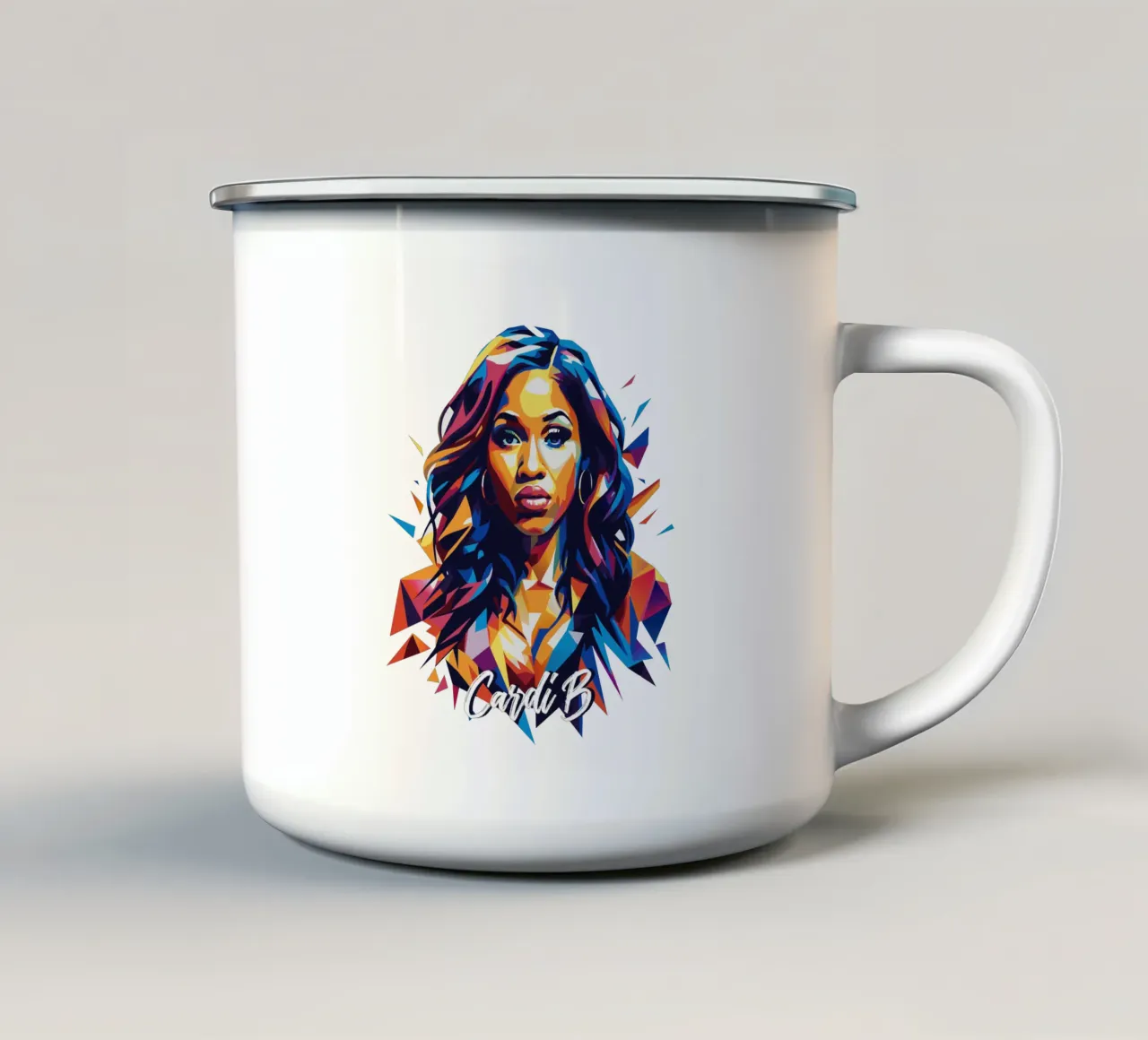 Cardi B Portrait in WPAP Pop Art tazza in smalto da vectorartnesia