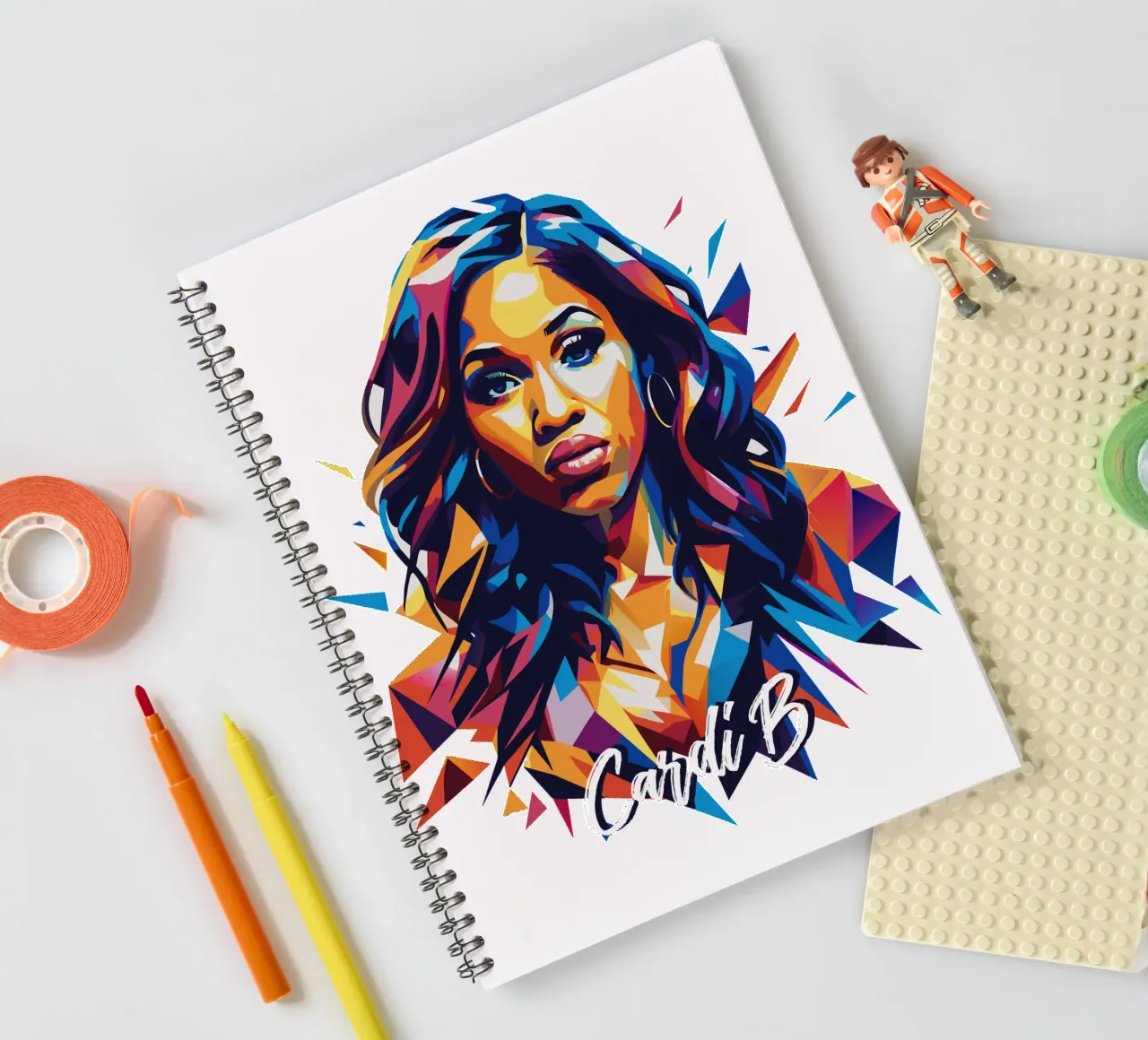 Cardi B Portrait in WPAP Pop Art carnet à spirale de vectorartnesia