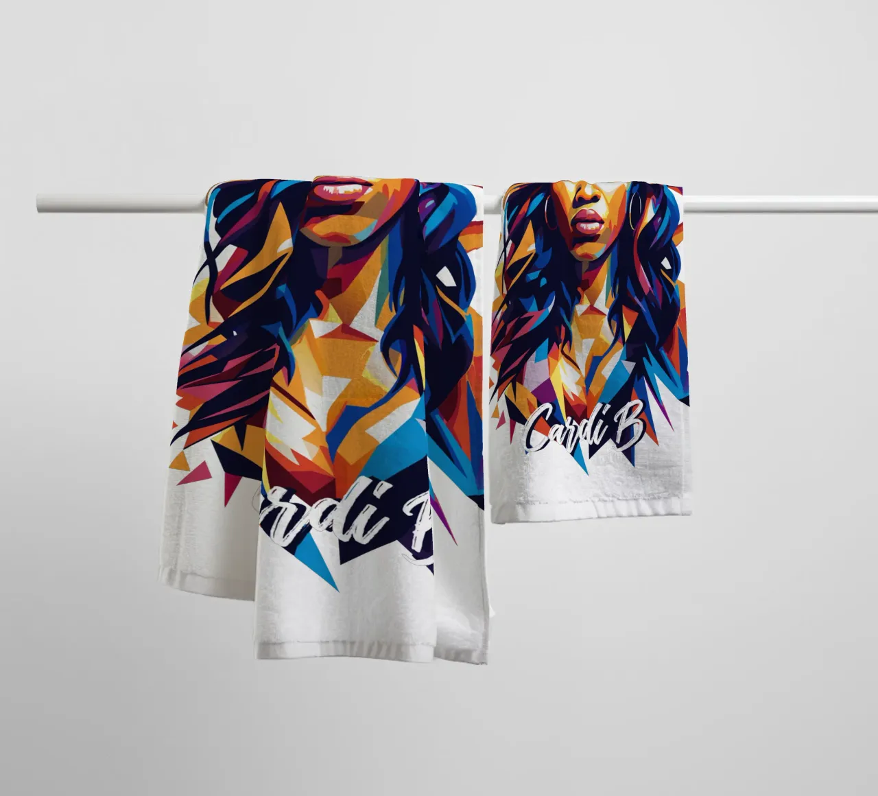 Cardi B Portrait in WPAP Pop Art asciugamano da bagno da vectorartnesia