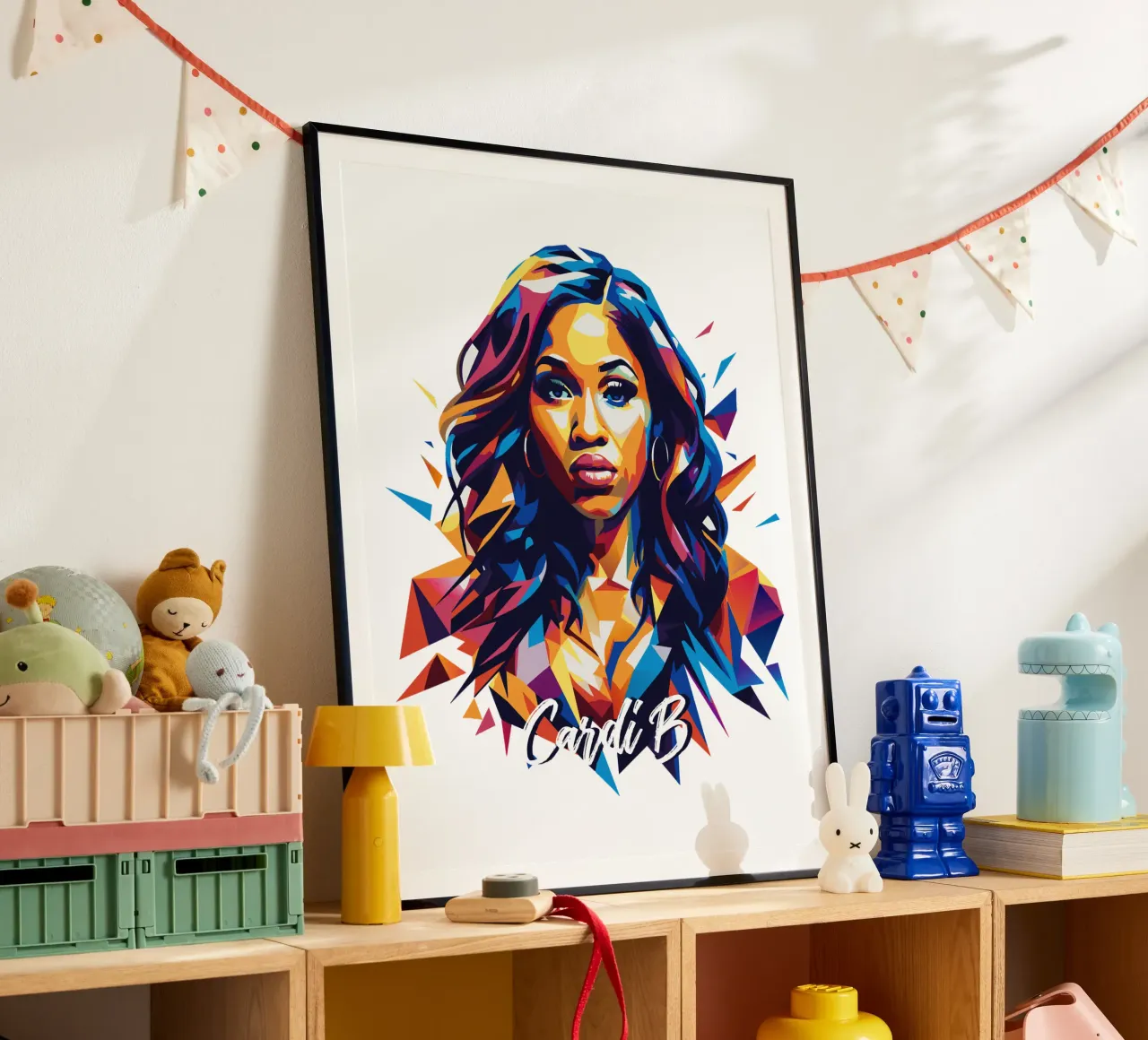 Cardi B Portrait in WPAP Pop Art carta hahnemühle da vectorartnesia