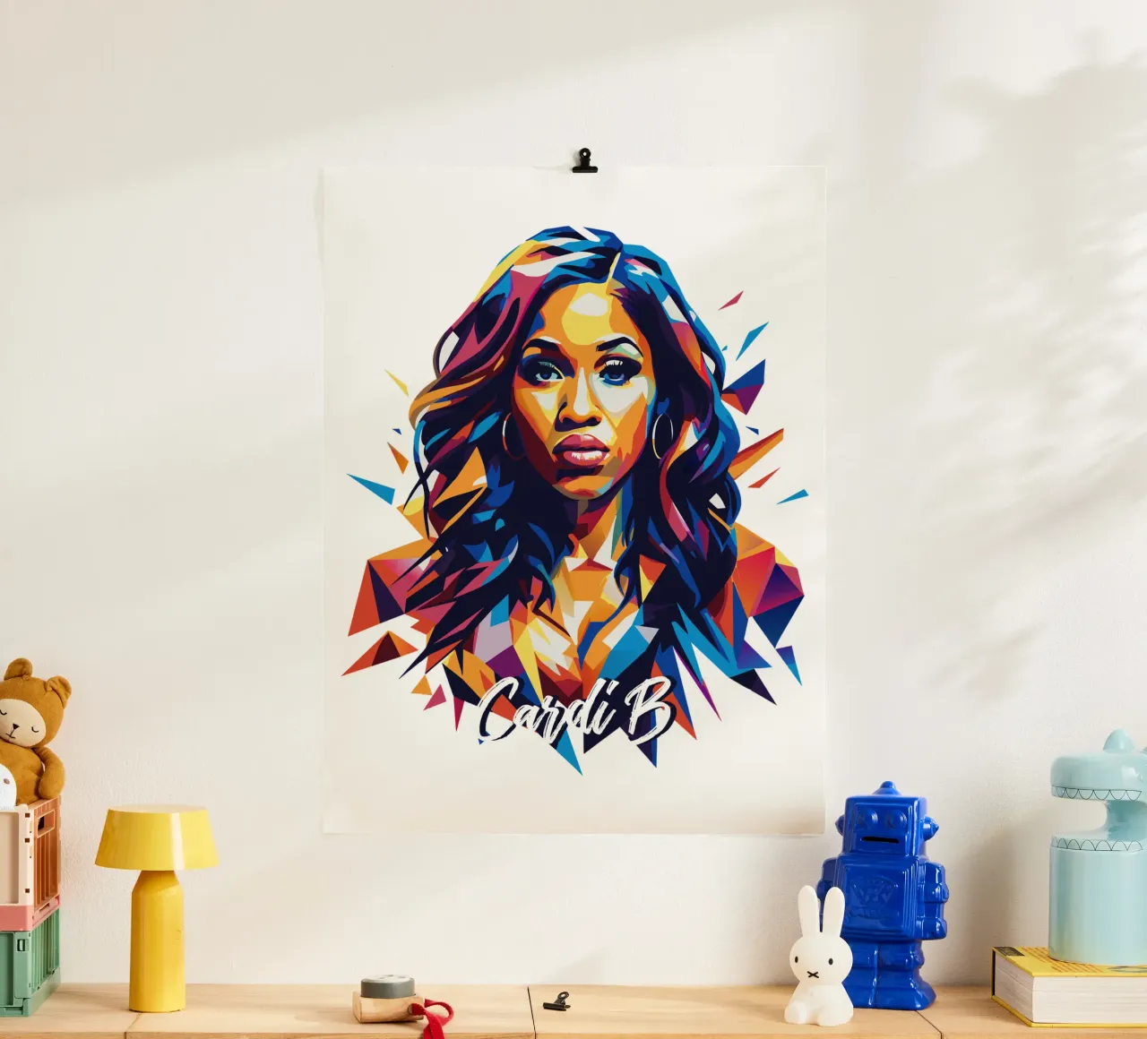 Cardi B Portrait in WPAP Pop Art carta hahnemühle da vectorartnesia