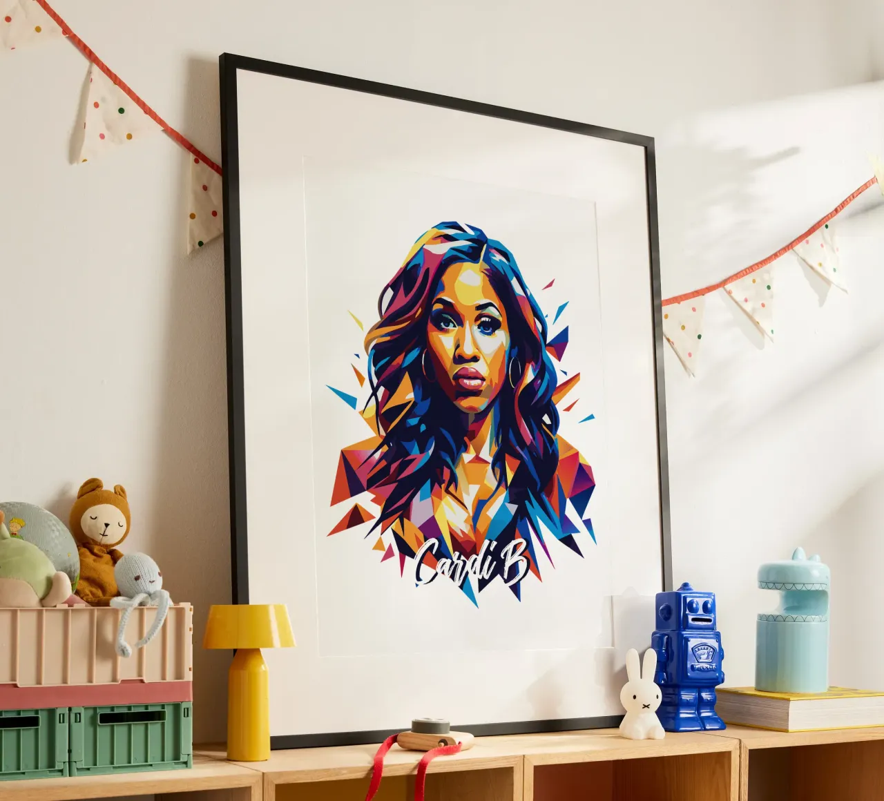 Cardi B Portrait in WPAP Pop Art carta hahnemühle da vectorartnesia