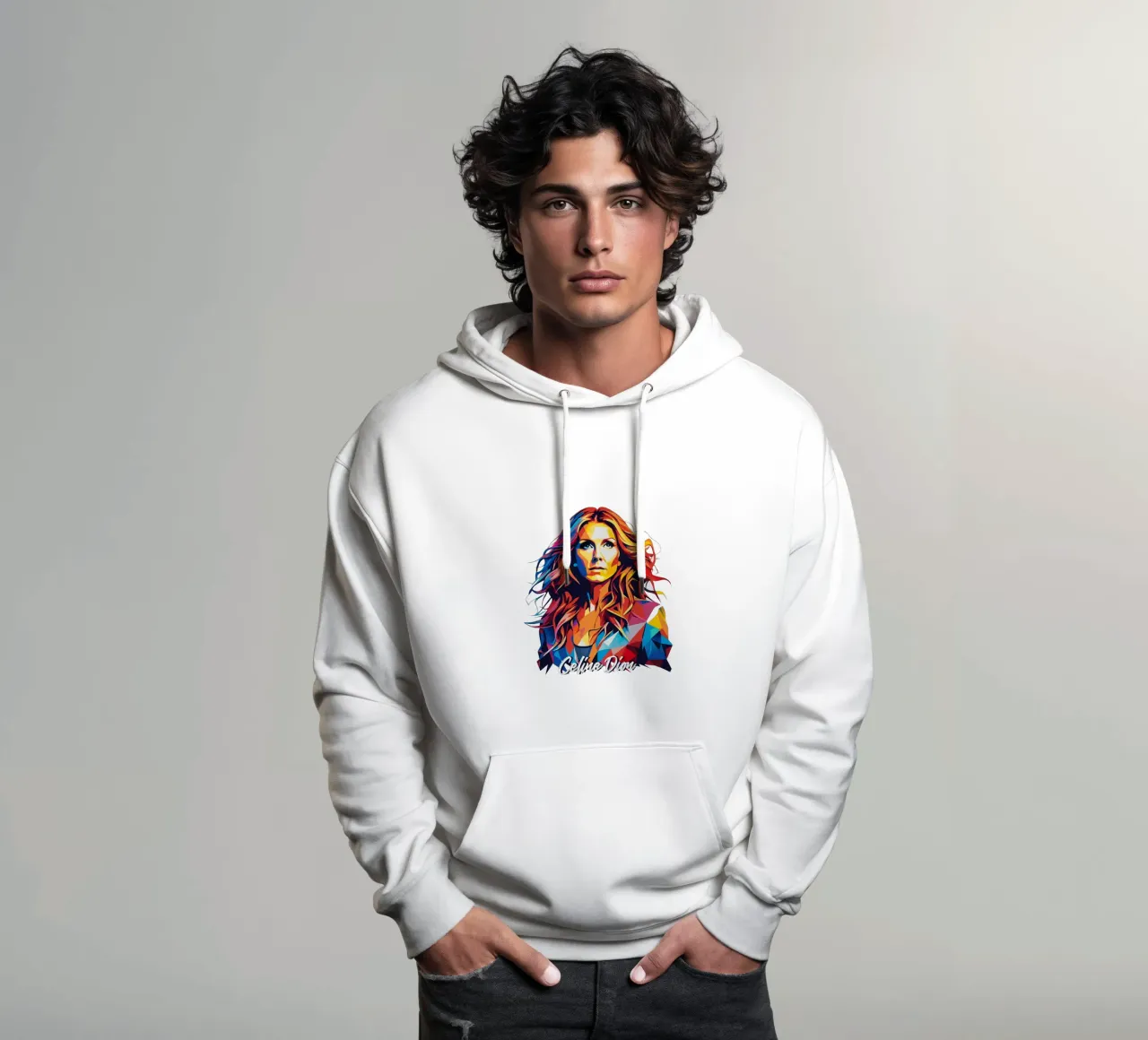 Celine Dion Portrait in WPAP Pop Art sudadera con capucha de vectorartnesia