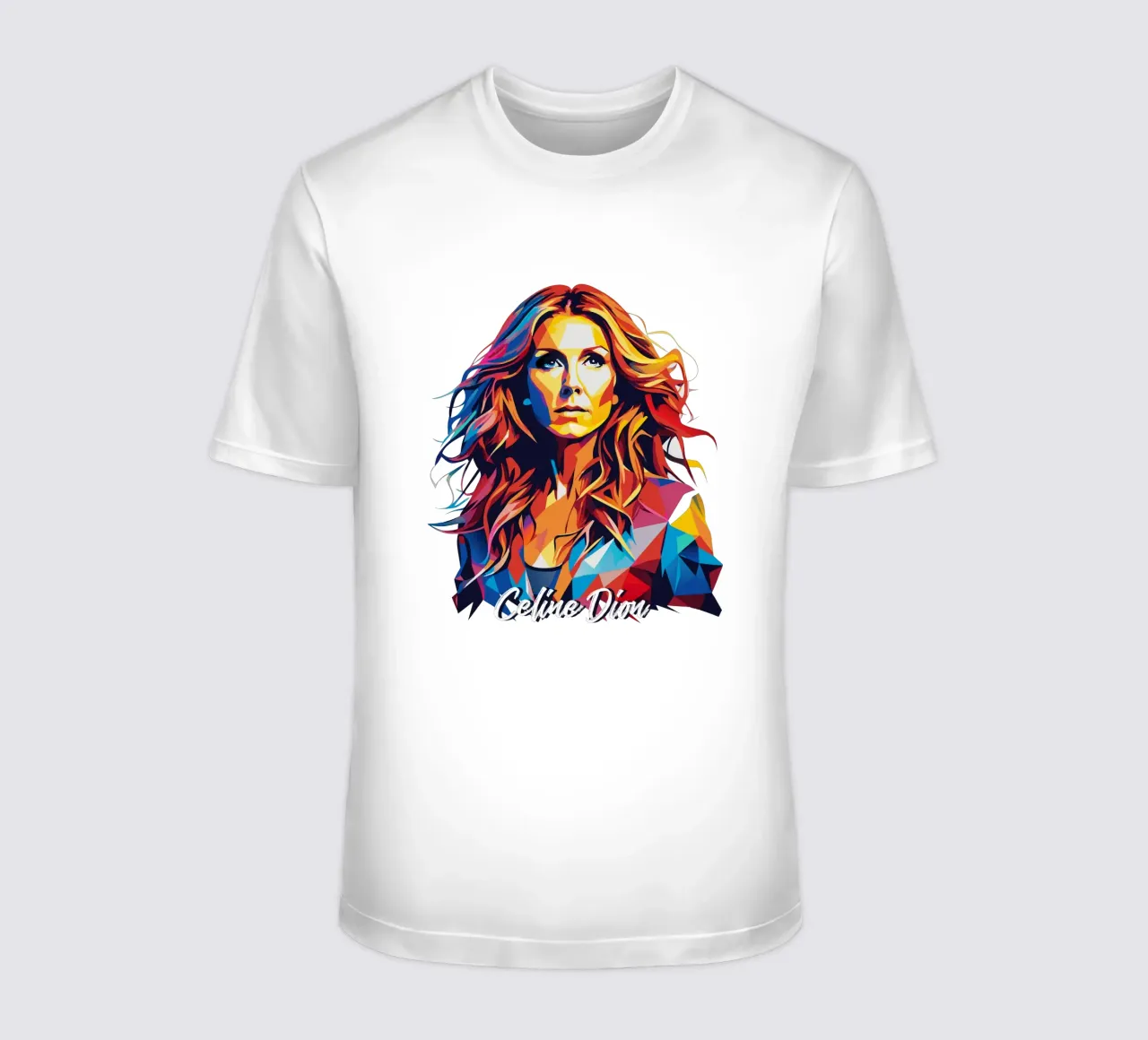 Celine Dion Portrait in WPAP Pop Art t-shirt da vectorartnesia