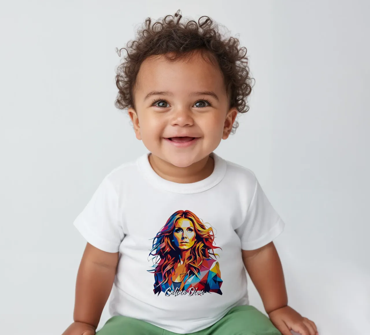 Celine Dion Portrait in WPAP Pop Art maglietta neonato da vectorartnesia