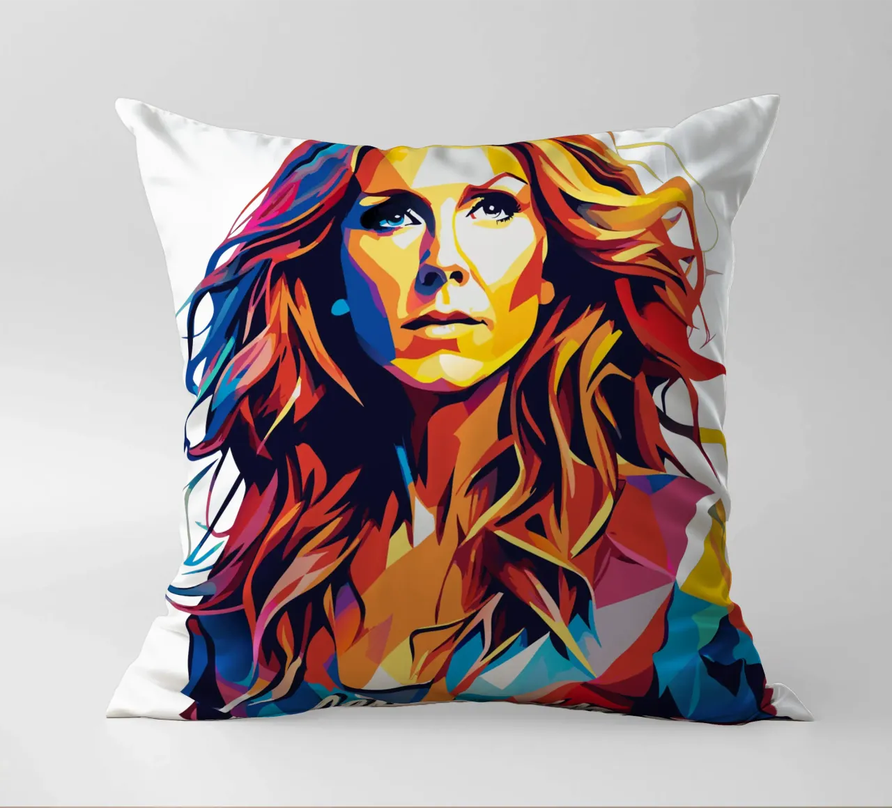 Celine Dion Portrait in WPAP Pop Art cuscino da vectorartnesia
