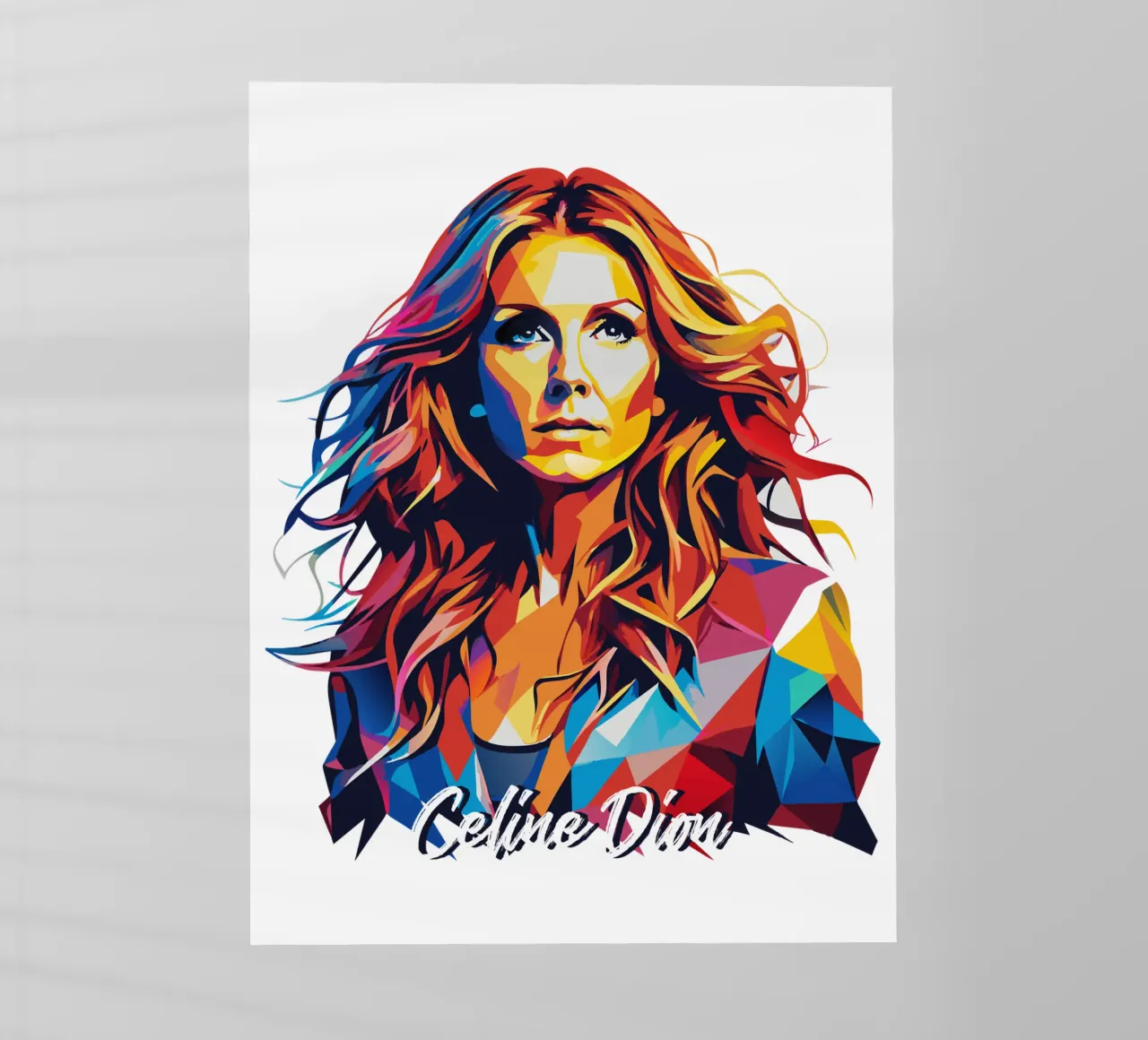 Celine Dion Portrait in WPAP Pop Art pellicola backlit da vectorartnesia