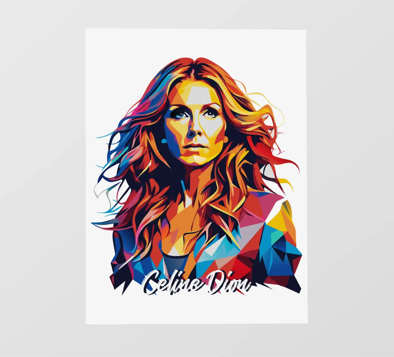 Celine Dion Portrait in WPAP Pop Art pellicola backlit da vectorartnesia