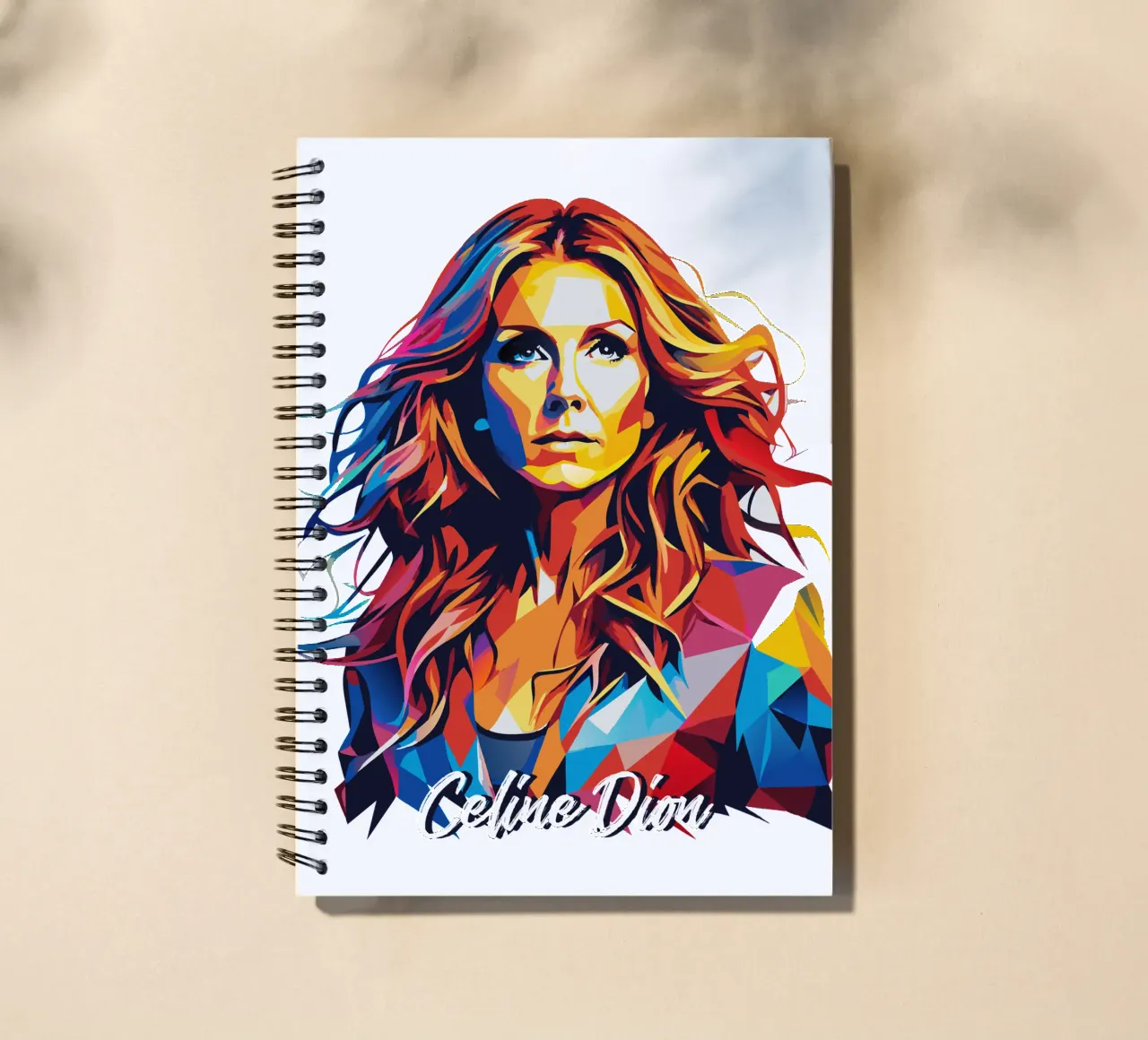 Celine Dion Portrait in WPAP Pop Art diario ad anelli da vectorartnesia