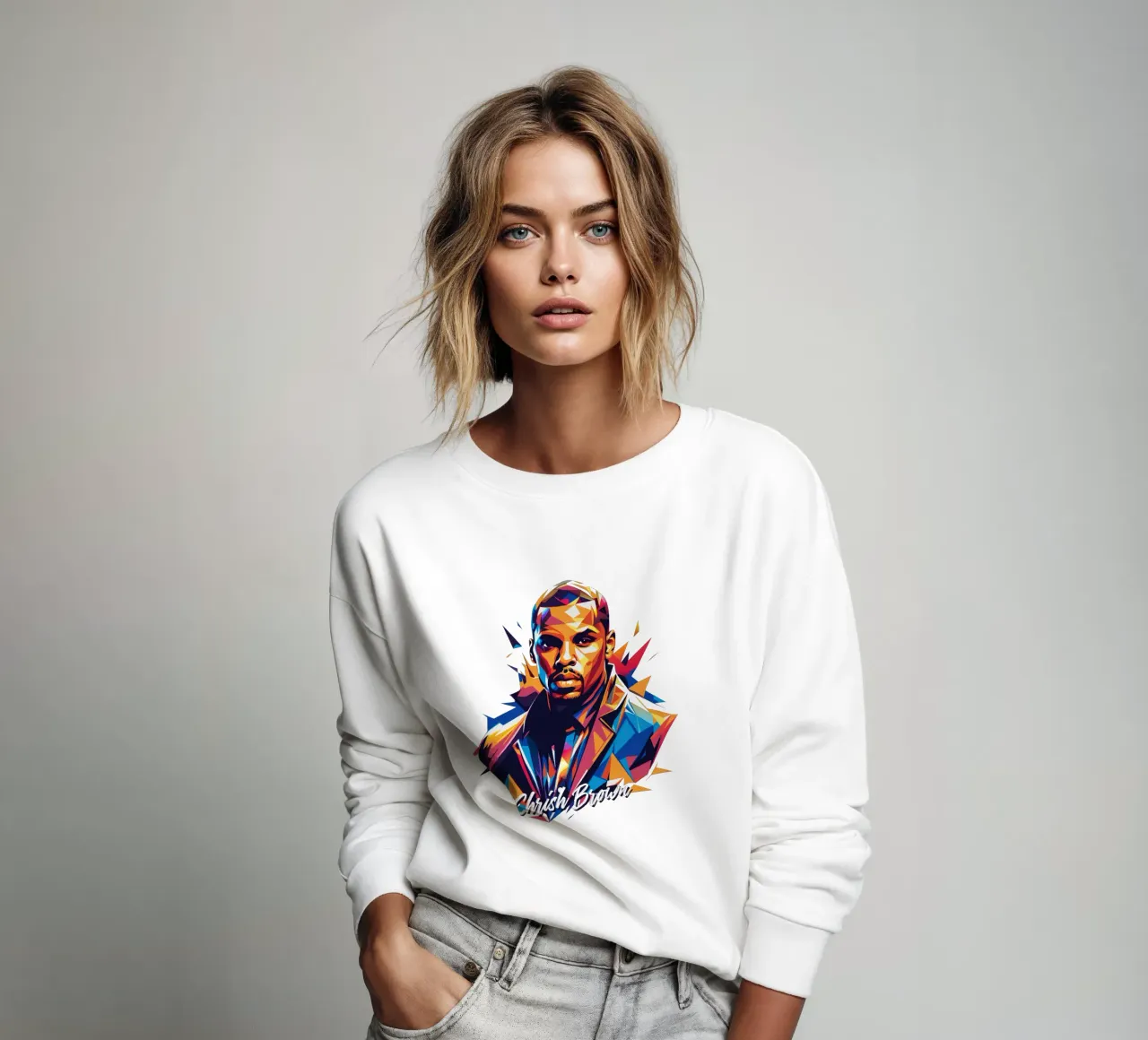 Chrish Brown Portrait in WPAP Pop Art sudadera de vectorartnesia