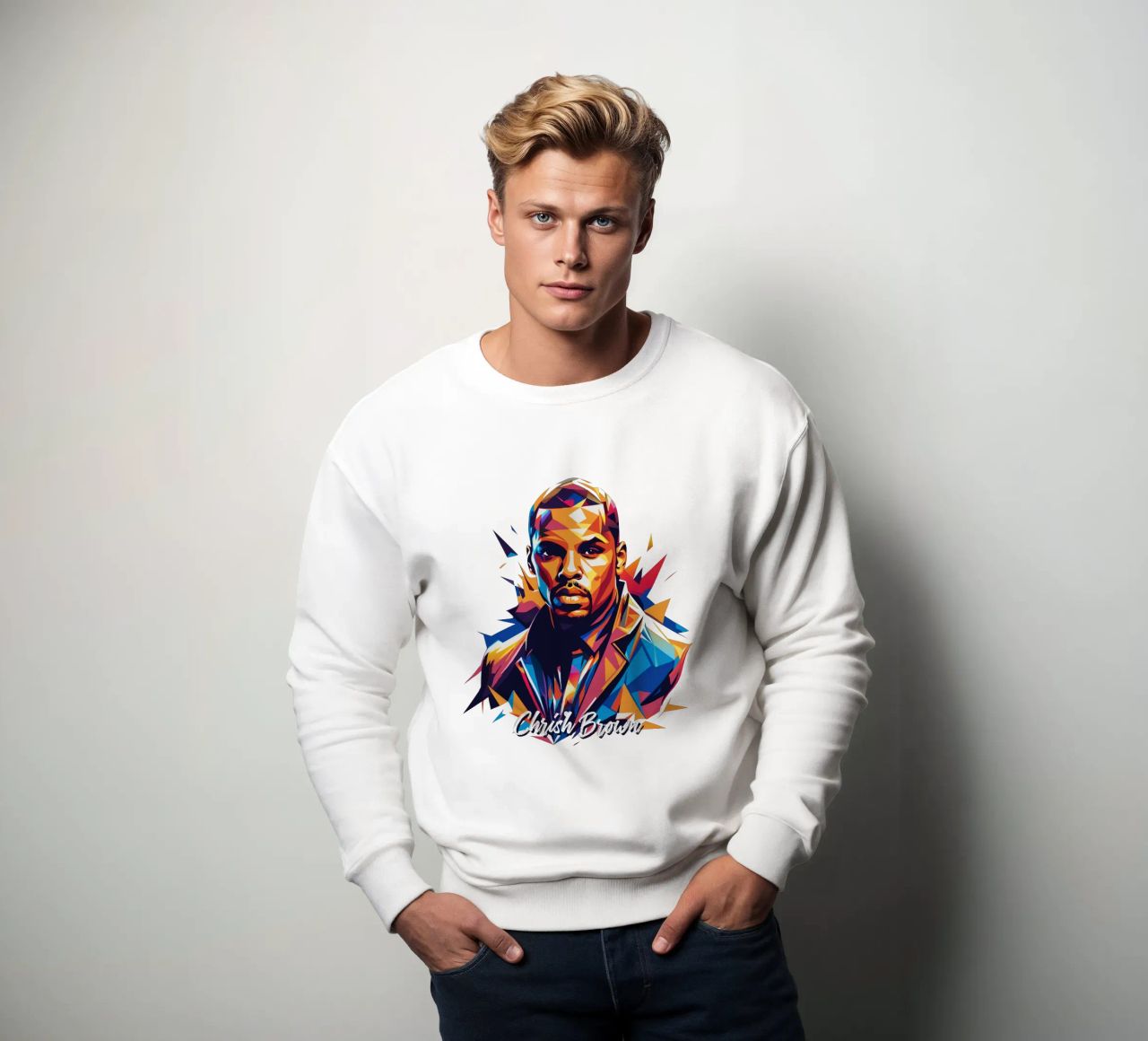 Chrish Brown Portrait in WPAP Pop Art felpa da vectorartnesia