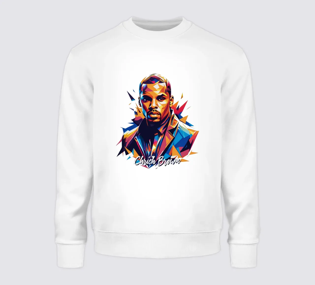Chrish Brown Portrait in WPAP Pop Art sweatshirt van vectorartnesia