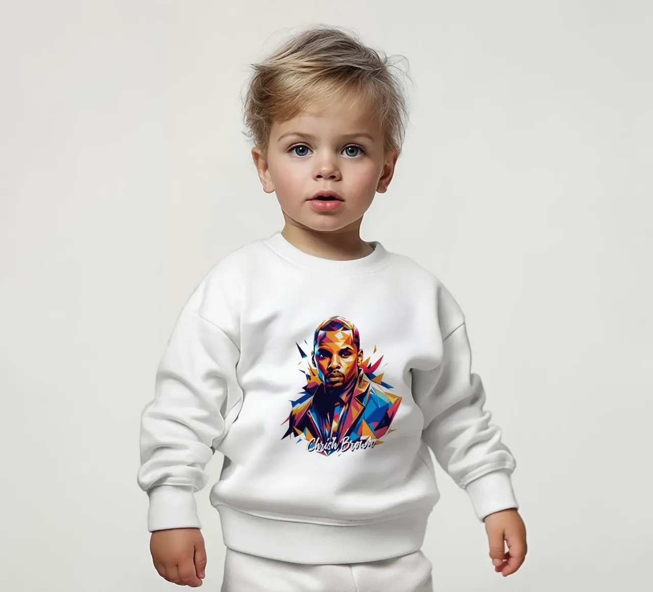 Chrish Brown Portrait in WPAP Pop Art Baby Sweatshirt von vectorartnesia