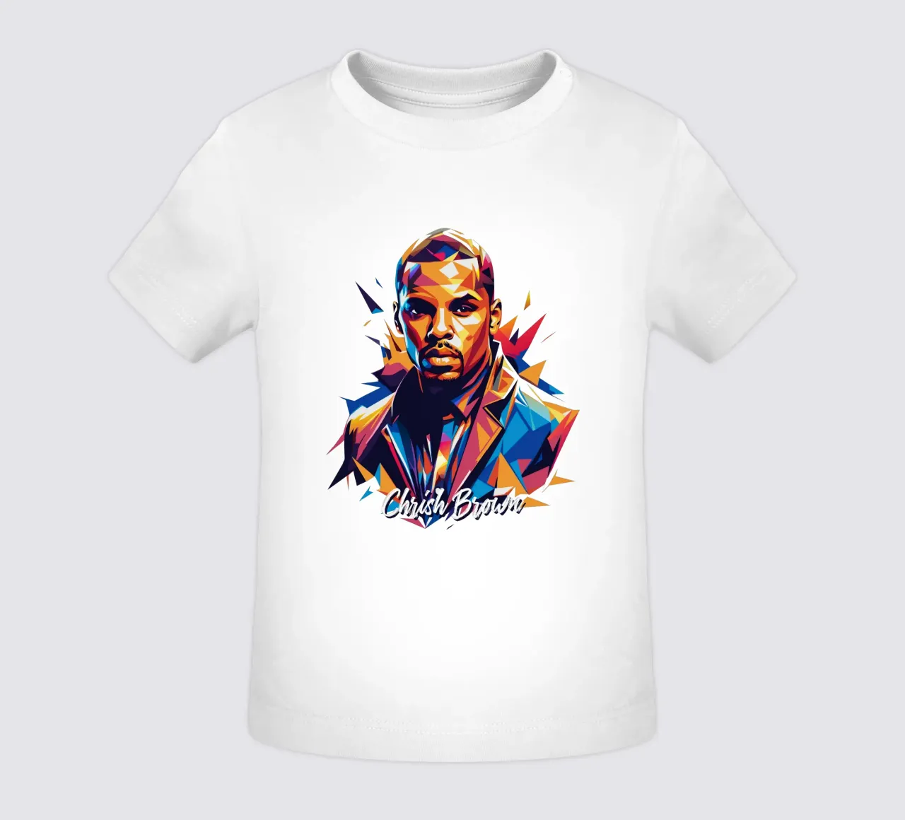 Chrish Brown Portrait in WPAP Pop Art camiseta de bebé de vectorartnesia