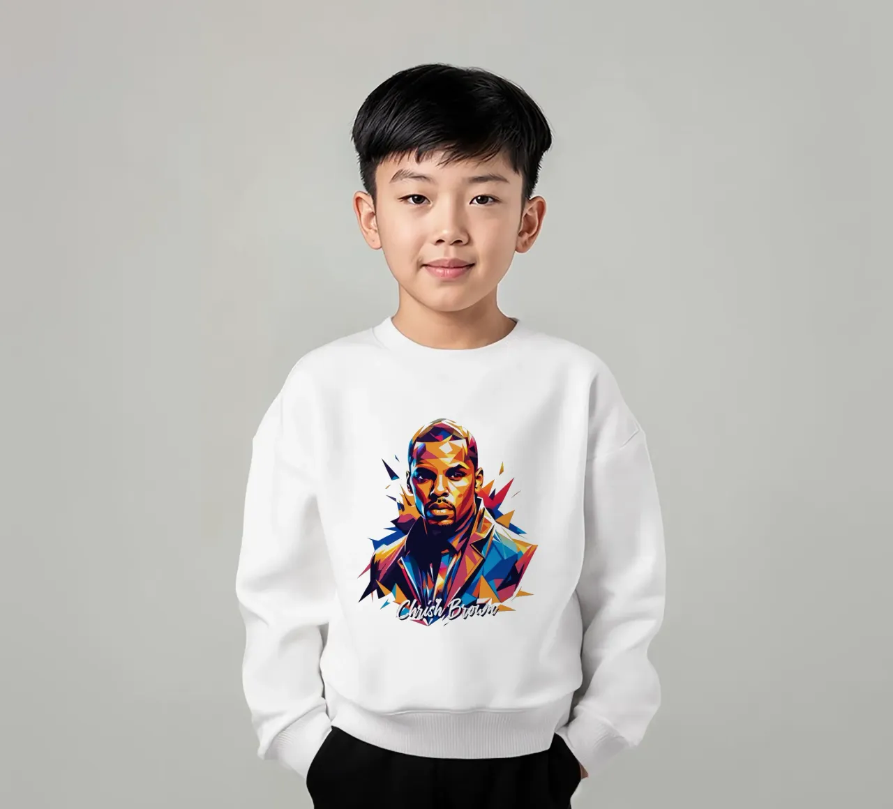 Chrish Brown Portrait in WPAP Pop Art sudadera para niño de vectorartnesia