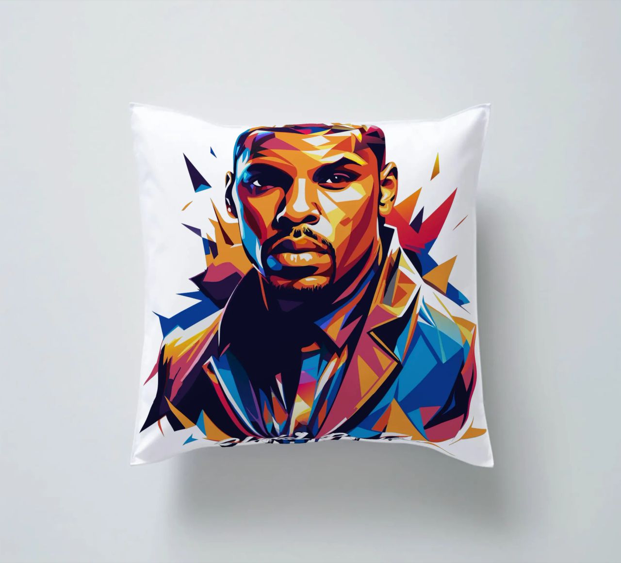 Chrish Brown Portrait in WPAP Pop Art cuscino da vectorartnesia