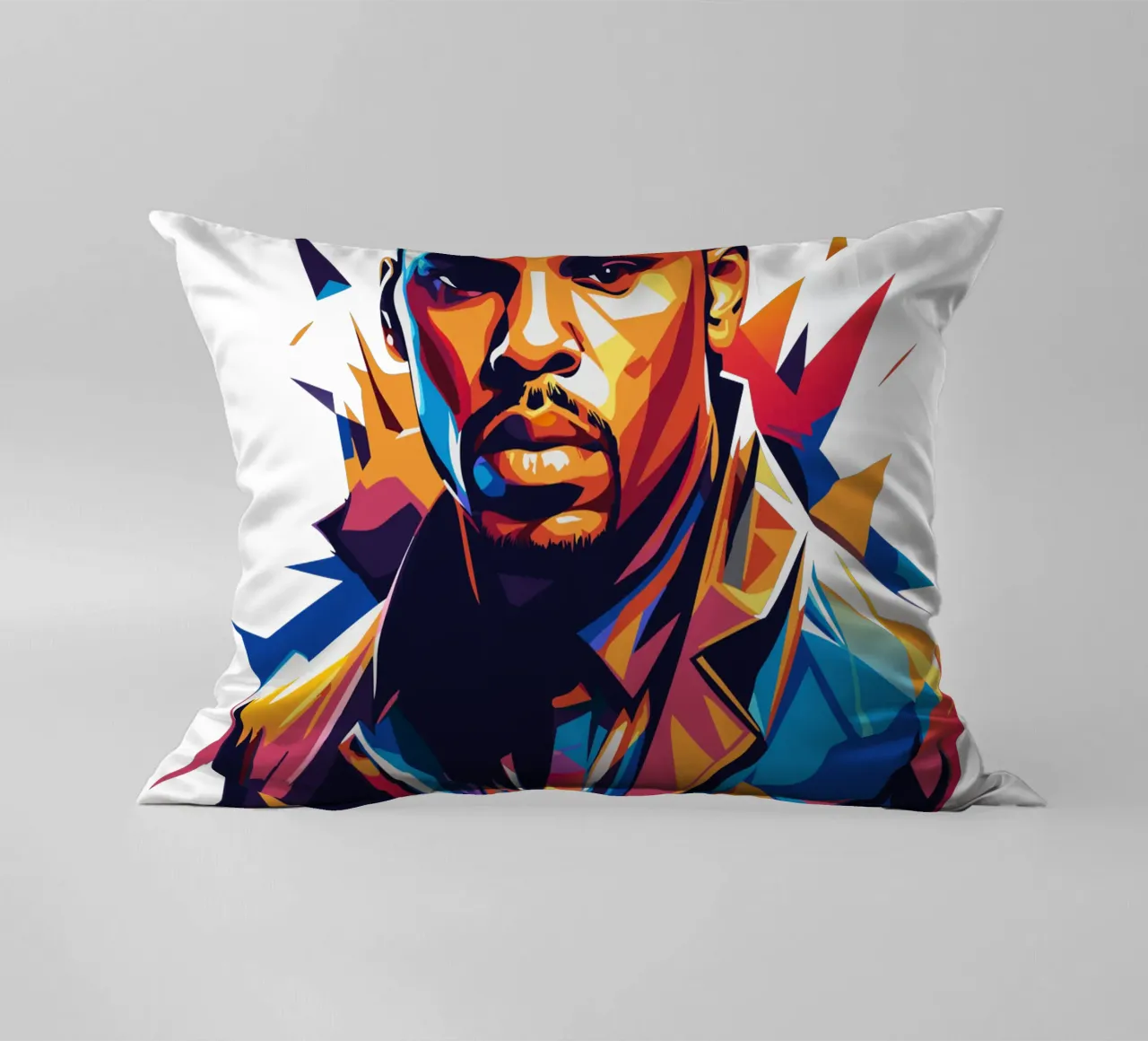 Chrish Brown Portrait in WPAP Pop Art cojín de vectorartnesia