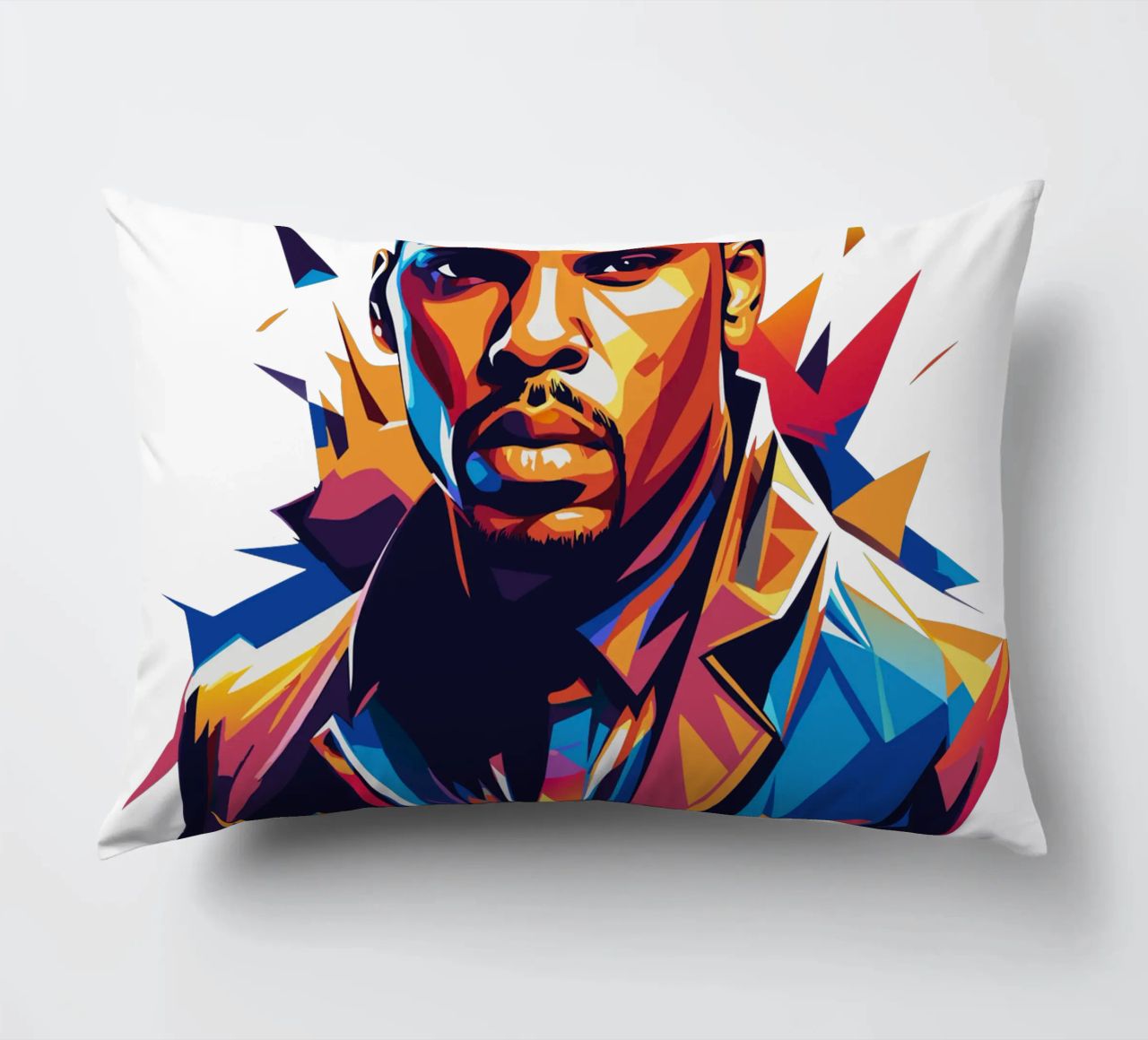 Chrish Brown Portrait in WPAP Pop Art cuscino da vectorartnesia