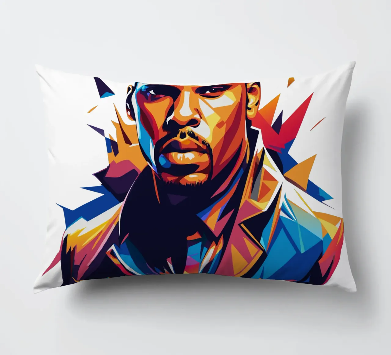 Chrish Brown Portrait in WPAP Pop Art cojín de vectorartnesia