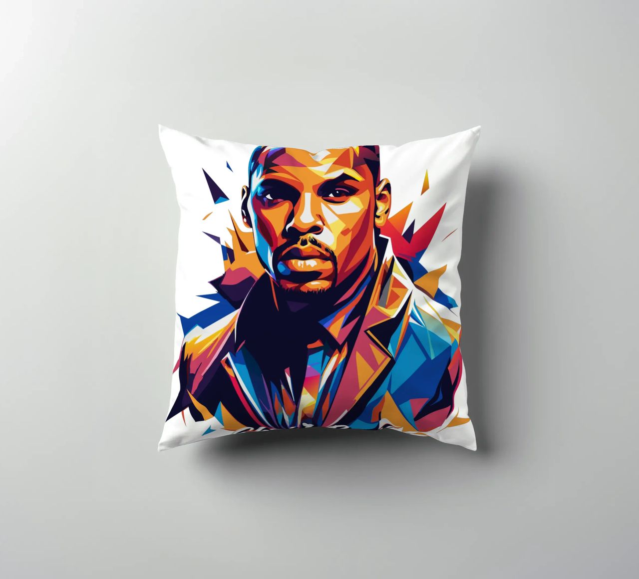Chrish Brown Portrait in WPAP Pop Art cuscino da vectorartnesia