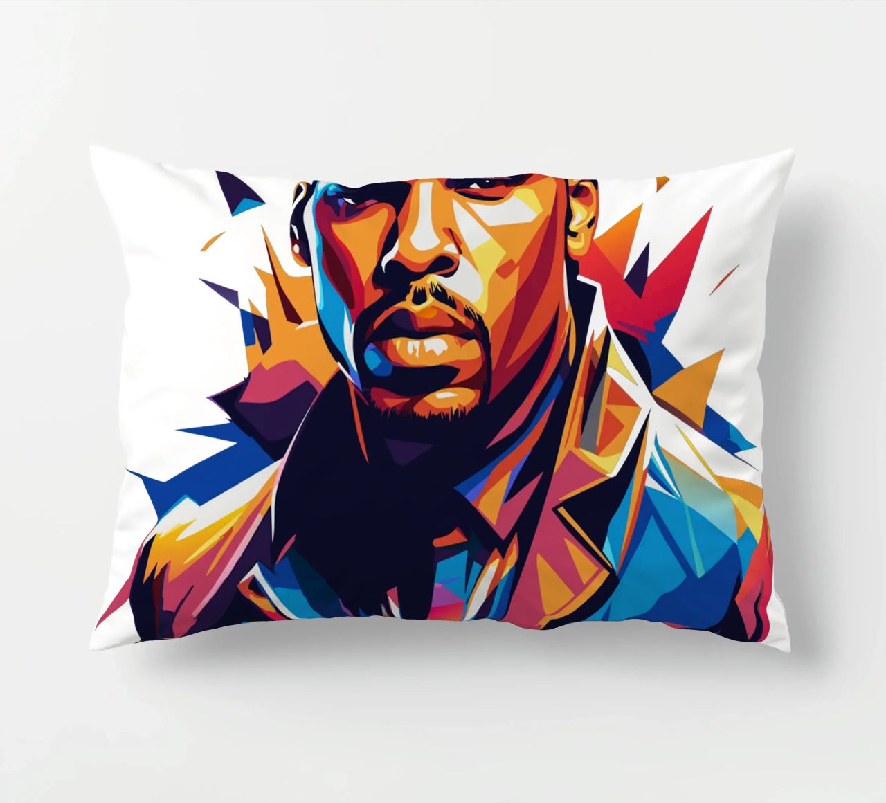 Chrish Brown Portrait in WPAP Pop Art cuscino da vectorartnesia