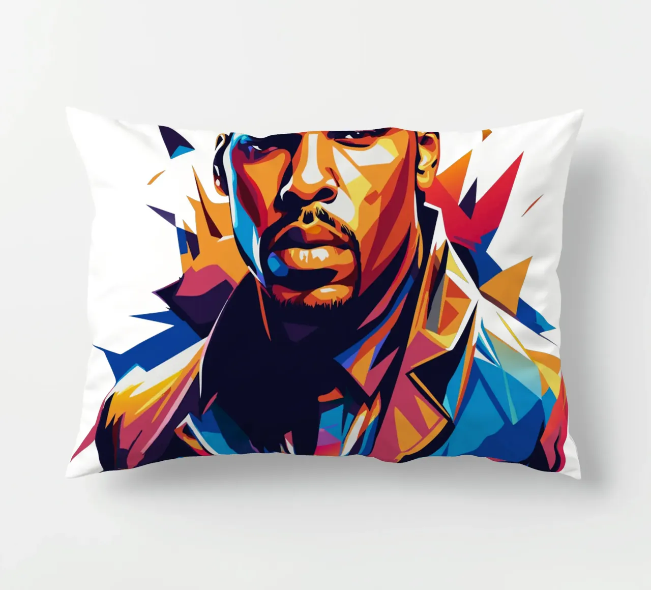 Chrish Brown Portrait in WPAP Pop Art cuscino da vectorartnesia