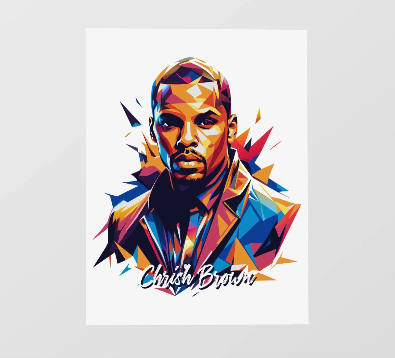 Chrish Brown Portrait in WPAP Pop Art pellicola backlit da vectorartnesia