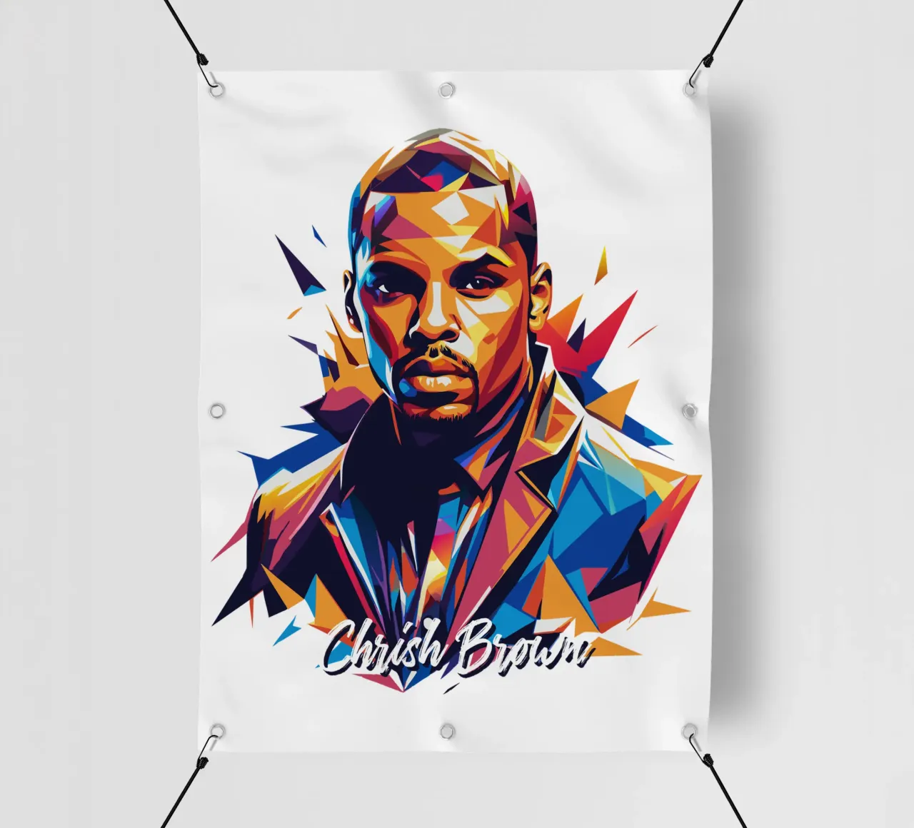 Chrish Brown Portrait in WPAP Pop Art PVC Plane von vectorartnesia