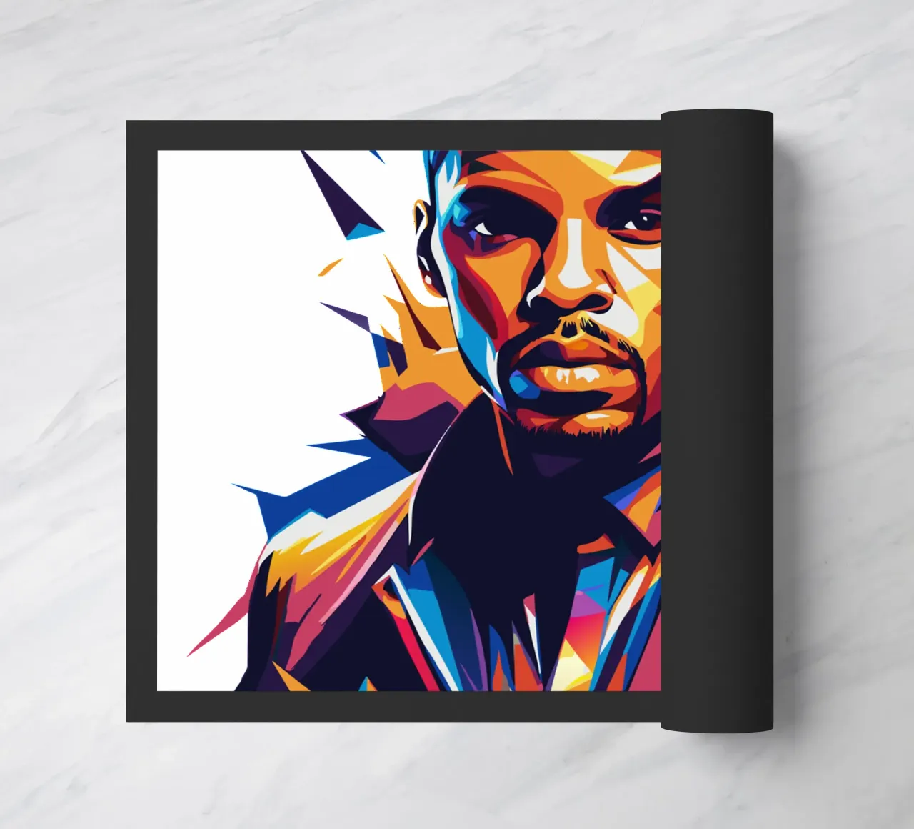 Chrish Brown Portrait in WPAP Pop Art Fußmatte von vectorartnesia