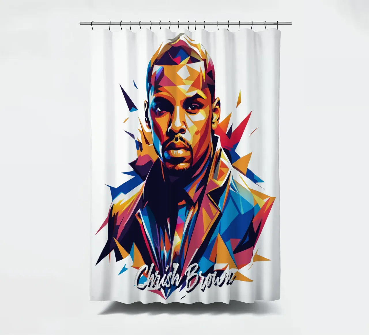 Chrish Brown Portrait in WPAP Pop Art tenda da doccia da vectorartnesia
