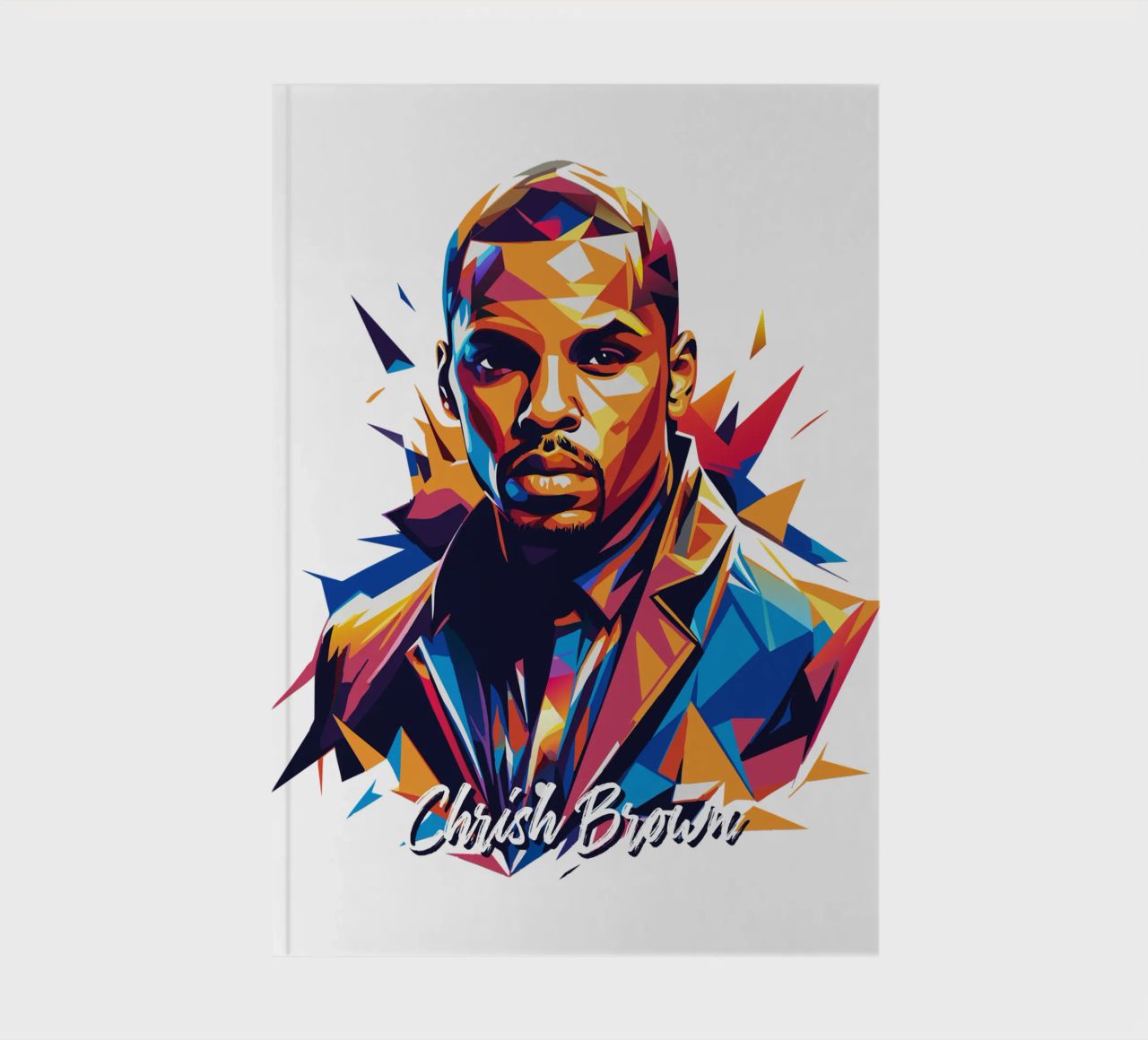 Chrish Brown Portrait in WPAP Pop Art notebook by vectorartnesia