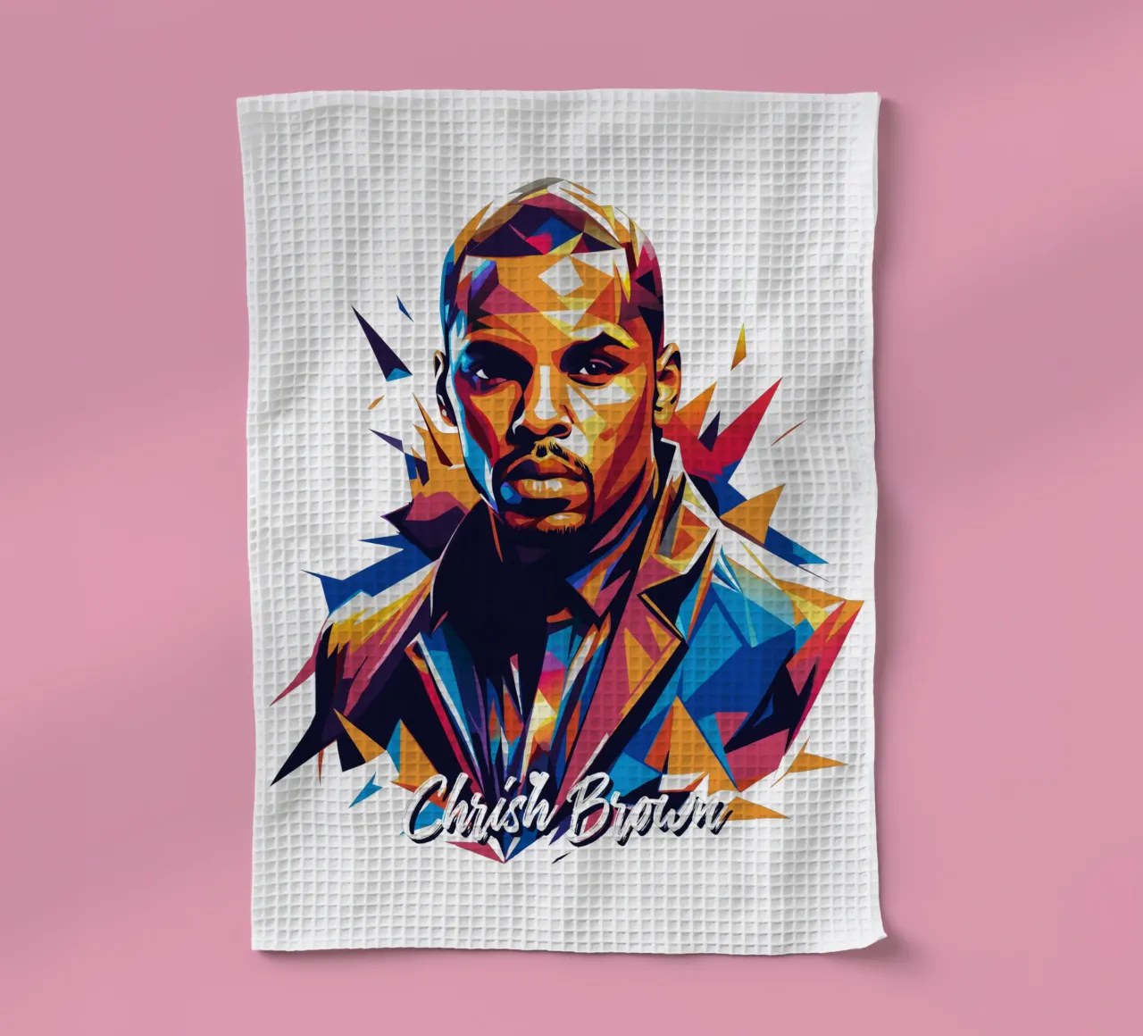 Chrish Brown Portrait in WPAP Pop Art canovaccio da cucina da vectorartnesia