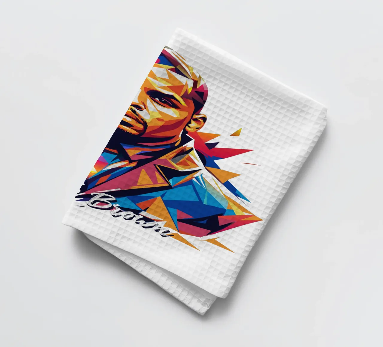 Chrish Brown Portrait in WPAP Pop Art canovaccio da cucina da vectorartnesia