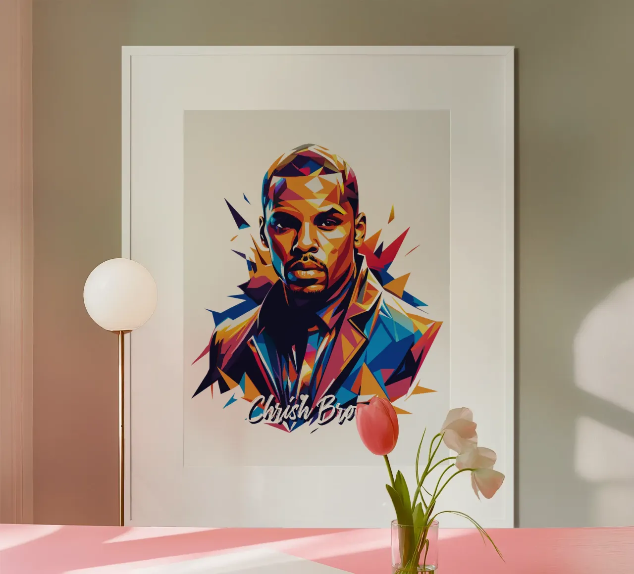 Chrish Brown Portrait in WPAP Pop Art carta hahnemühle da vectorartnesia