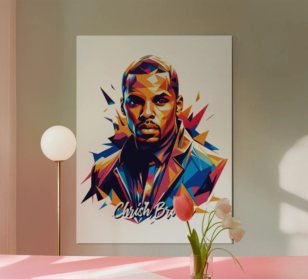 Chrish Brown Portrait in WPAP Pop Art carta hahnemühle da vectorartnesia