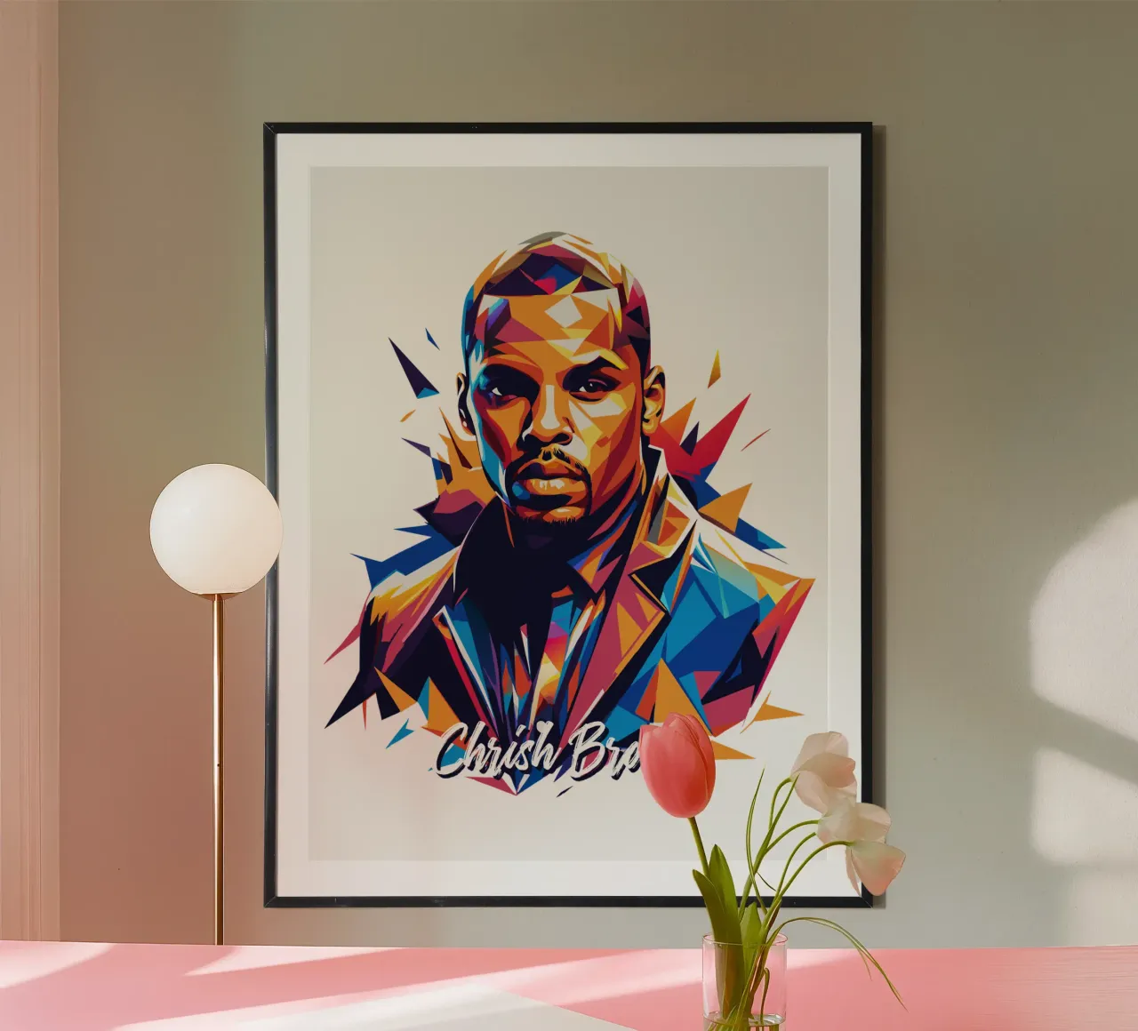 Chrish Brown Portrait in WPAP Pop Art poster da vectorartnesia