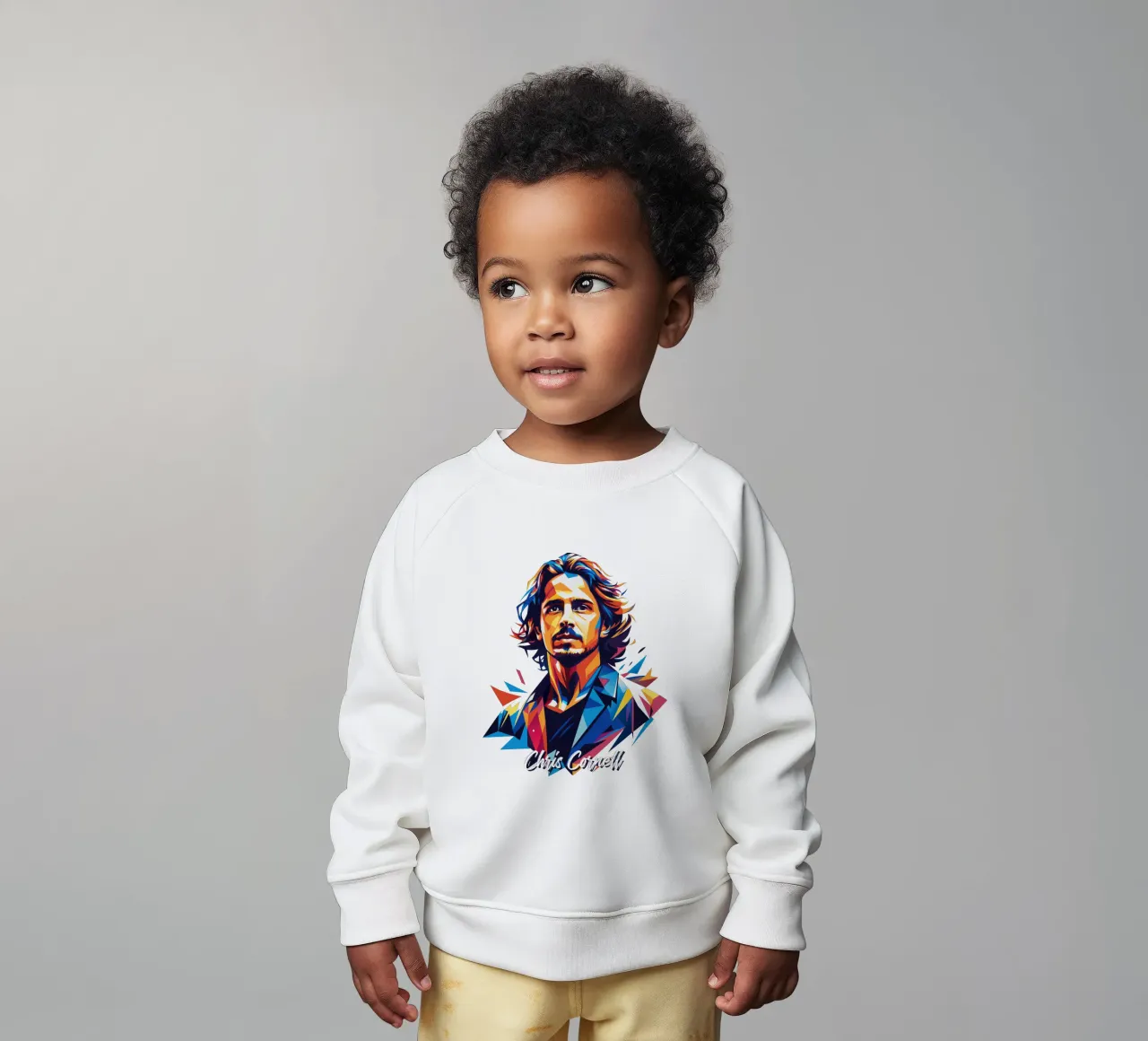 Chris Cornell Portrait in WPAP Pop Art baby sweatshirt by vectorartnesia