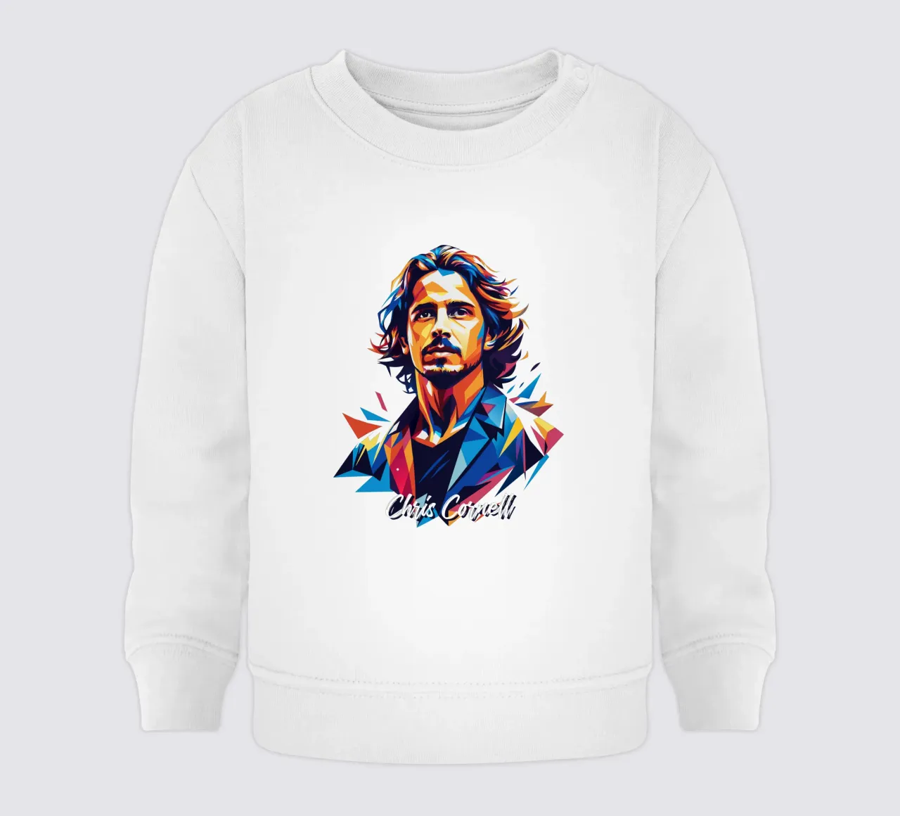 Chris Cornell Portrait in WPAP Pop Art baby sweatshirt by vectorartnesia