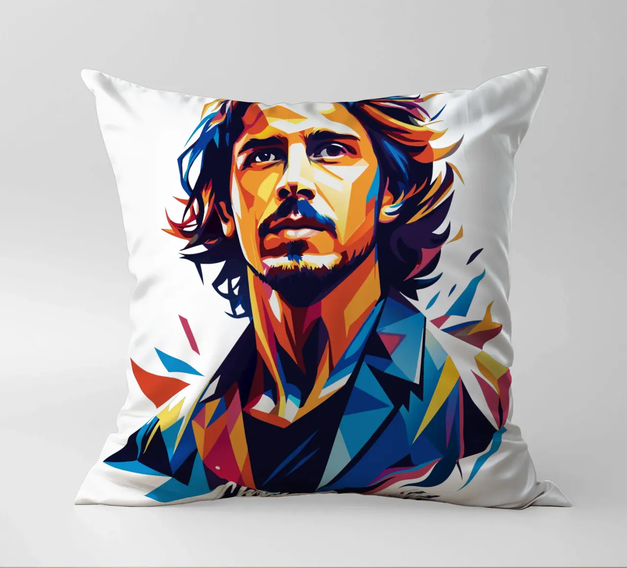 Chris Cornell Portrait in WPAP Pop Art cuscino da vectorartnesia