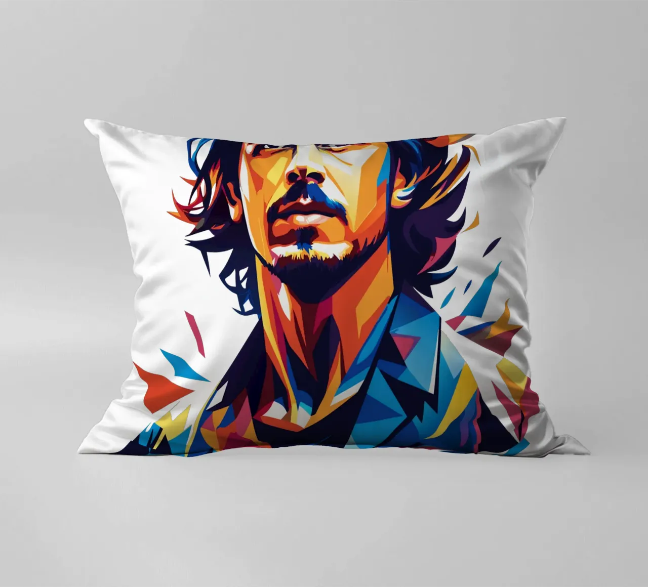 Chris Cornell Portrait in WPAP Pop Art cuscino da vectorartnesia