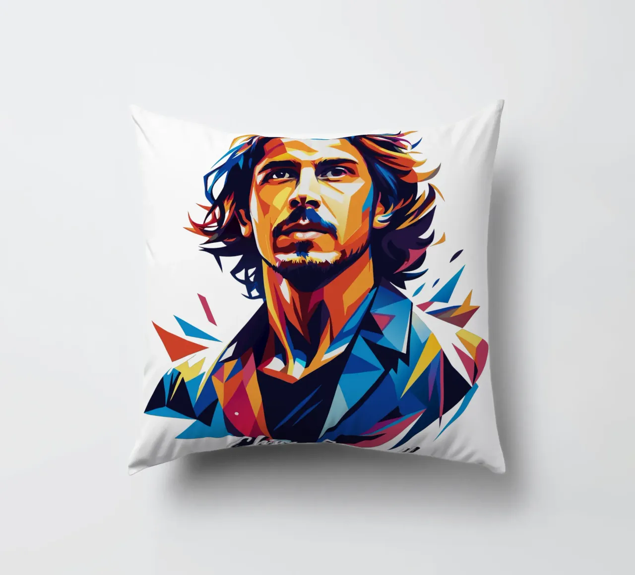 Chris Cornell Portrait in WPAP Pop Art cuscino da vectorartnesia