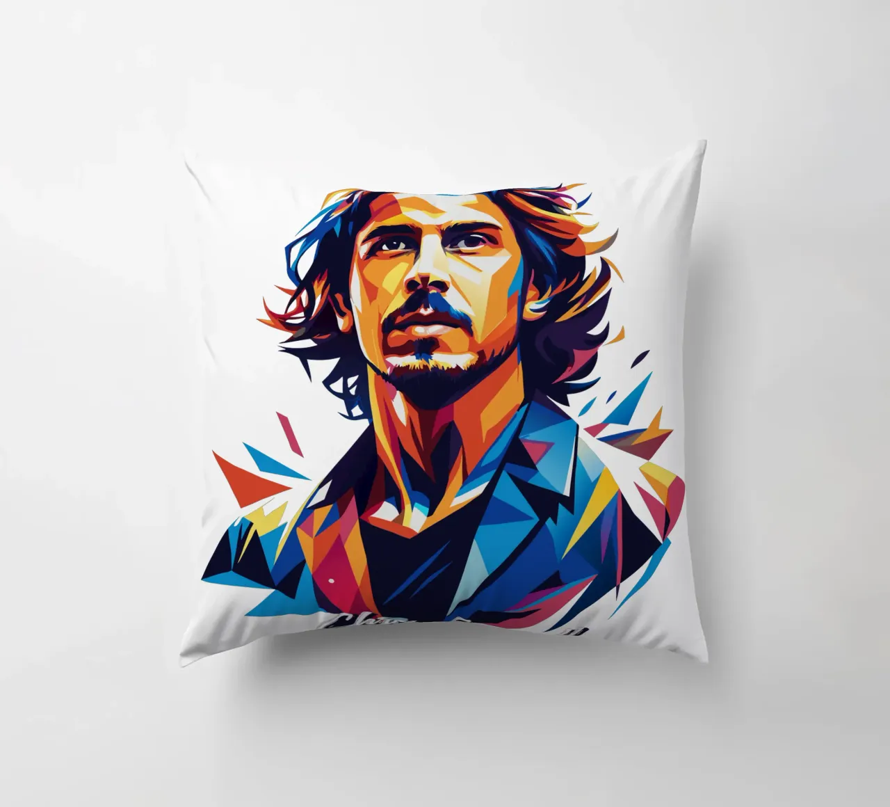Chris Cornell Portrait in WPAP Pop Art cuscino da vectorartnesia