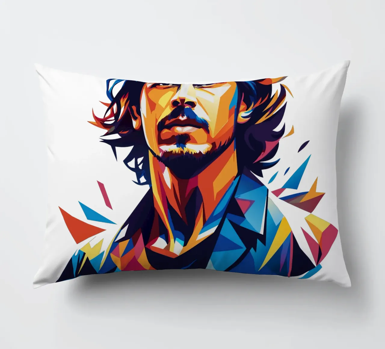 Chris Cornell Portrait in WPAP Pop Art Kissen von vectorartnesia