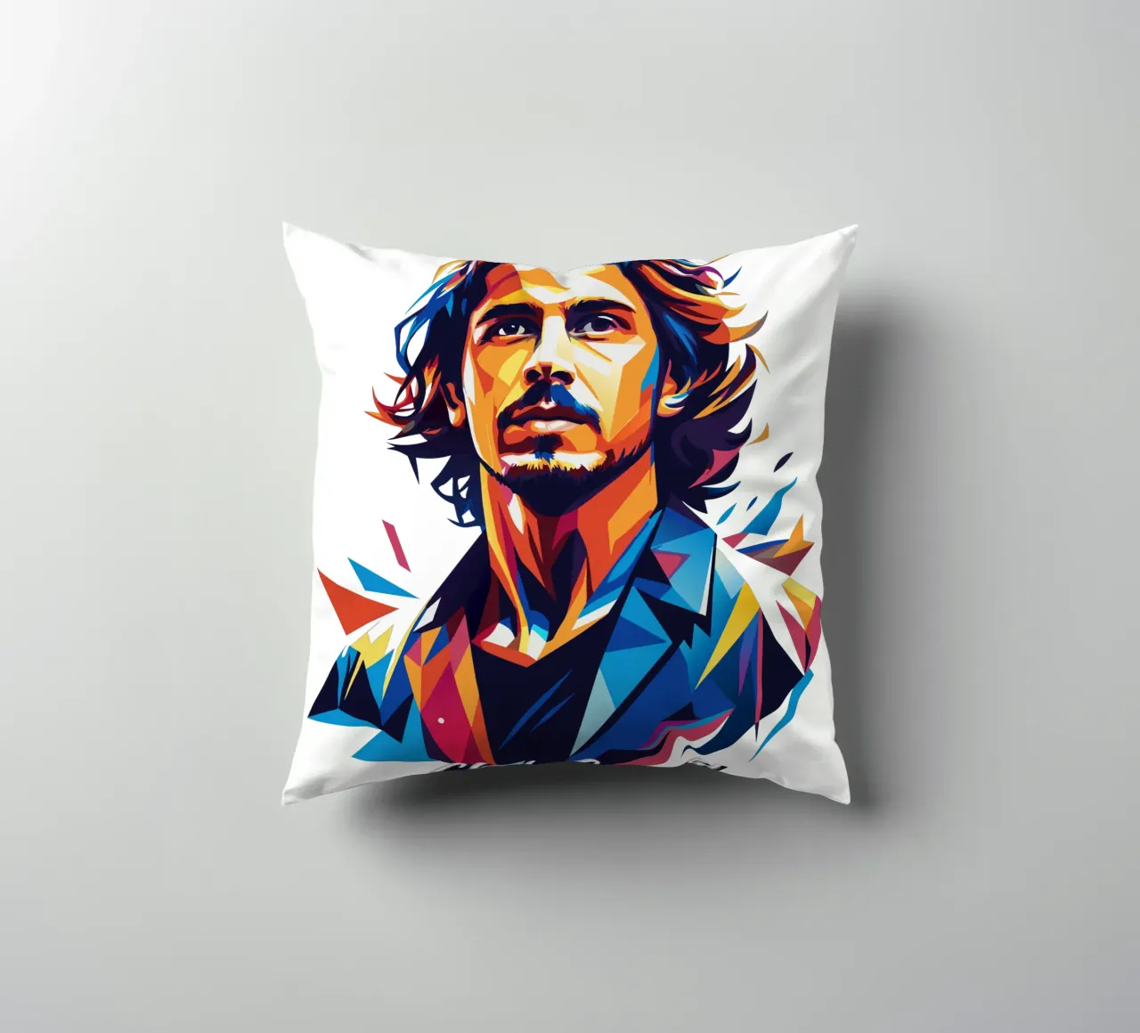 Chris Cornell Portrait in WPAP Pop Art Kissen von vectorartnesia