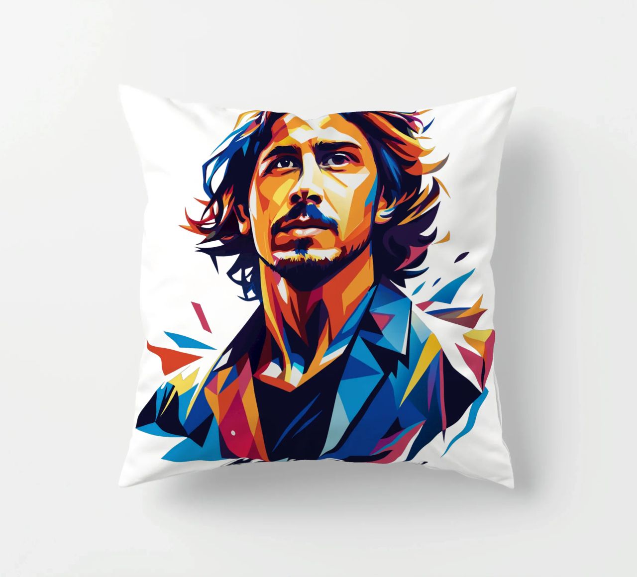 Chris Cornell Portrait in WPAP Pop Art cuscino da vectorartnesia