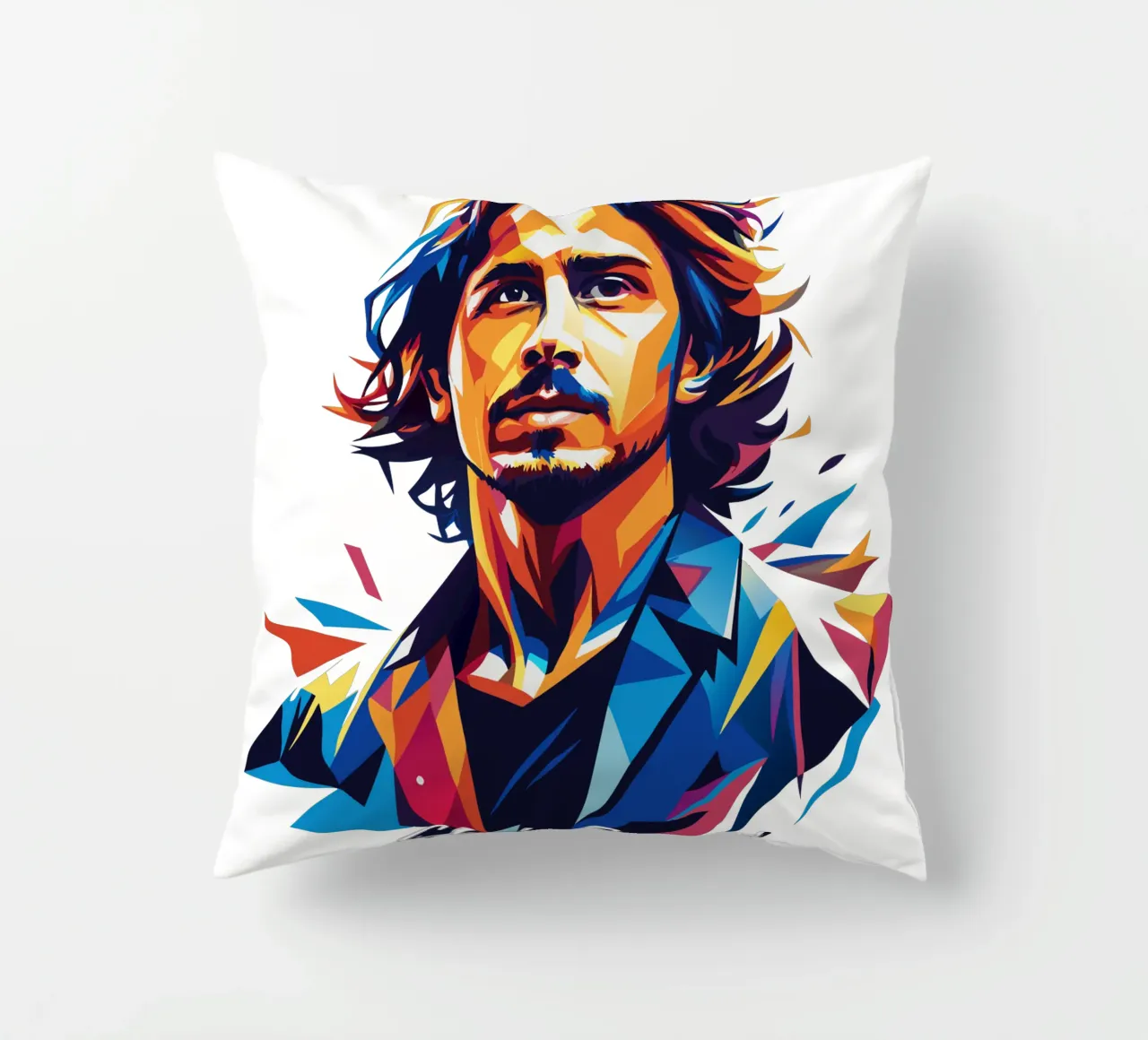 Chris Cornell Portrait in WPAP Pop Art cuscino da vectorartnesia