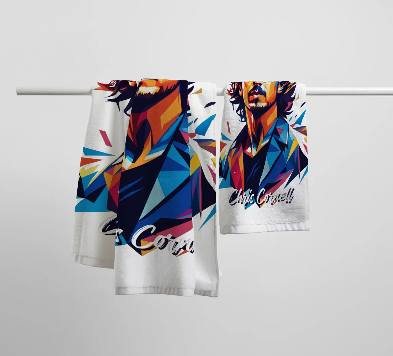 Chris Cornell Portrait in WPAP Pop Art asciugamano da bagno da vectorartnesia