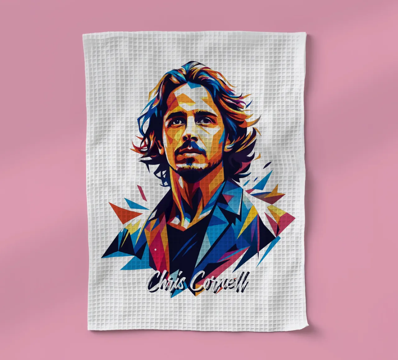 Chris Cornell Portrait in WPAP Pop Art torchon de vectorartnesia