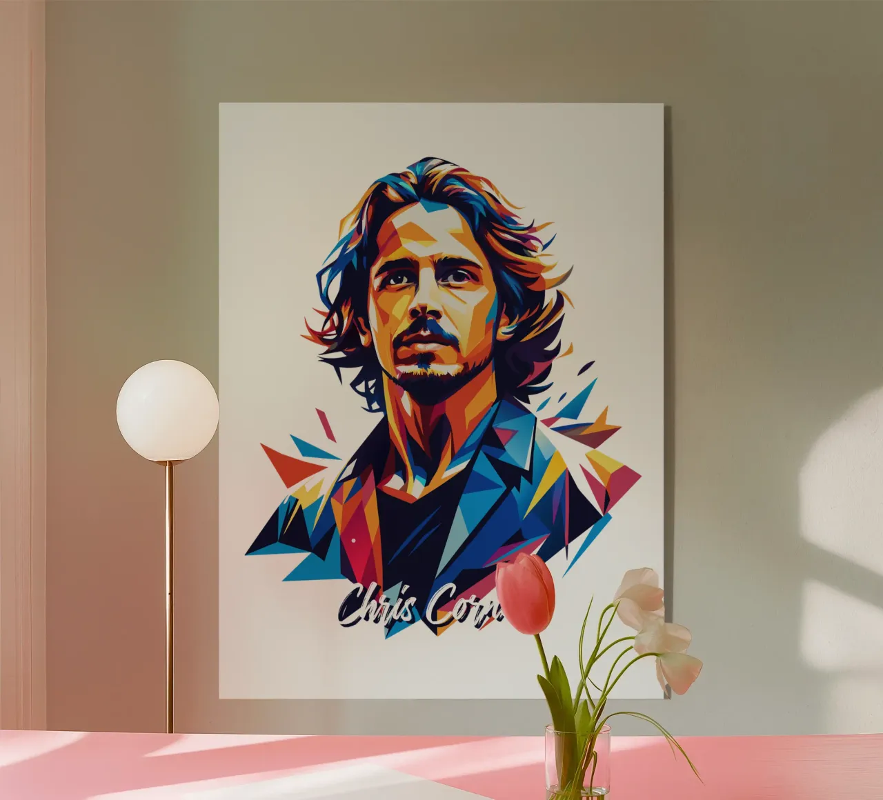Chris Cornell Portrait in WPAP Pop Art plexiglass da vectorartnesia