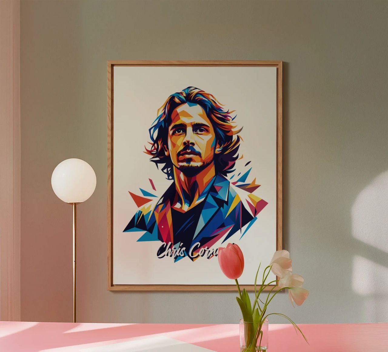 Chris Cornell Portrait in WPAP Pop Art alluminio dibond da vectorartnesia